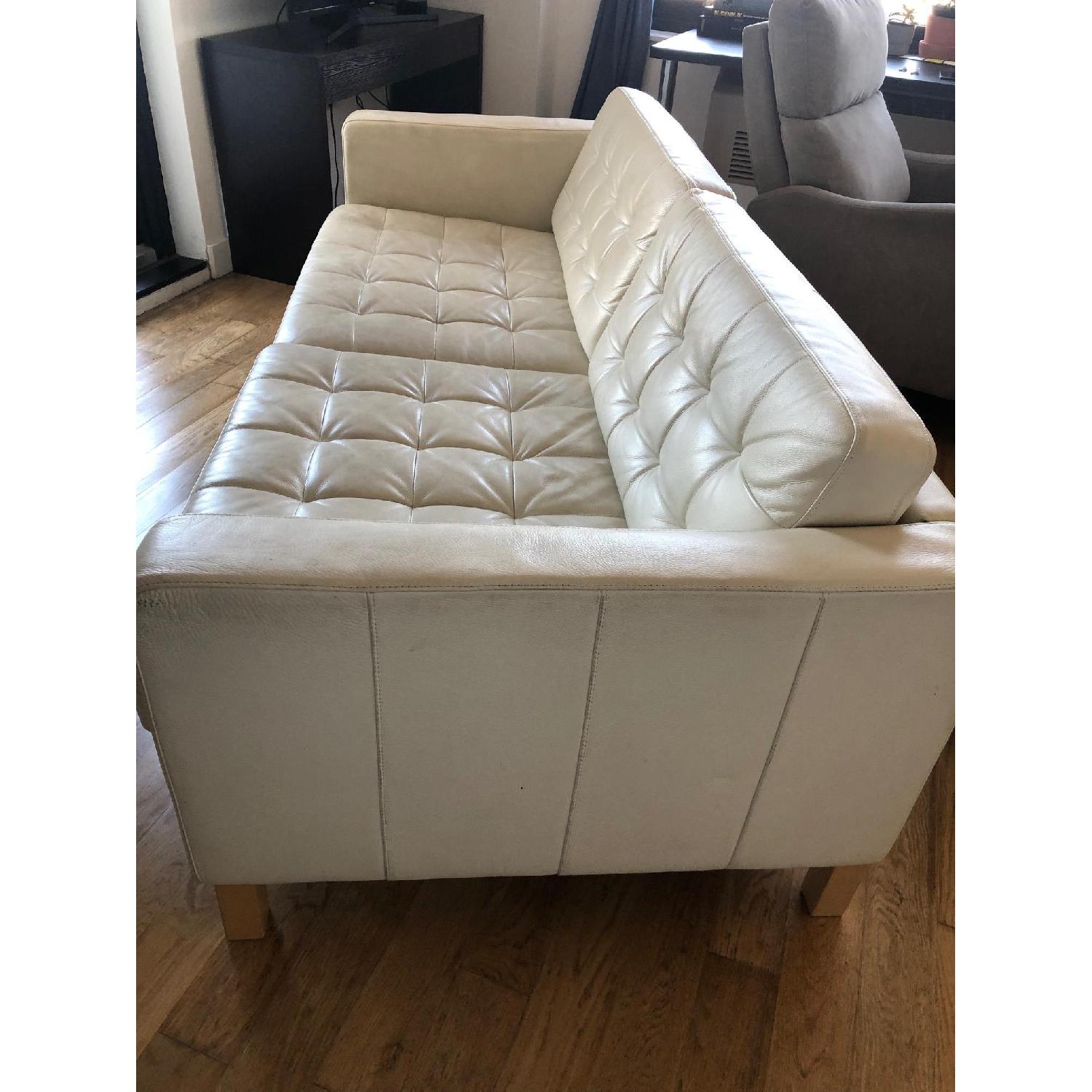 Ikea Landskrona White Leather Sofa - image-7