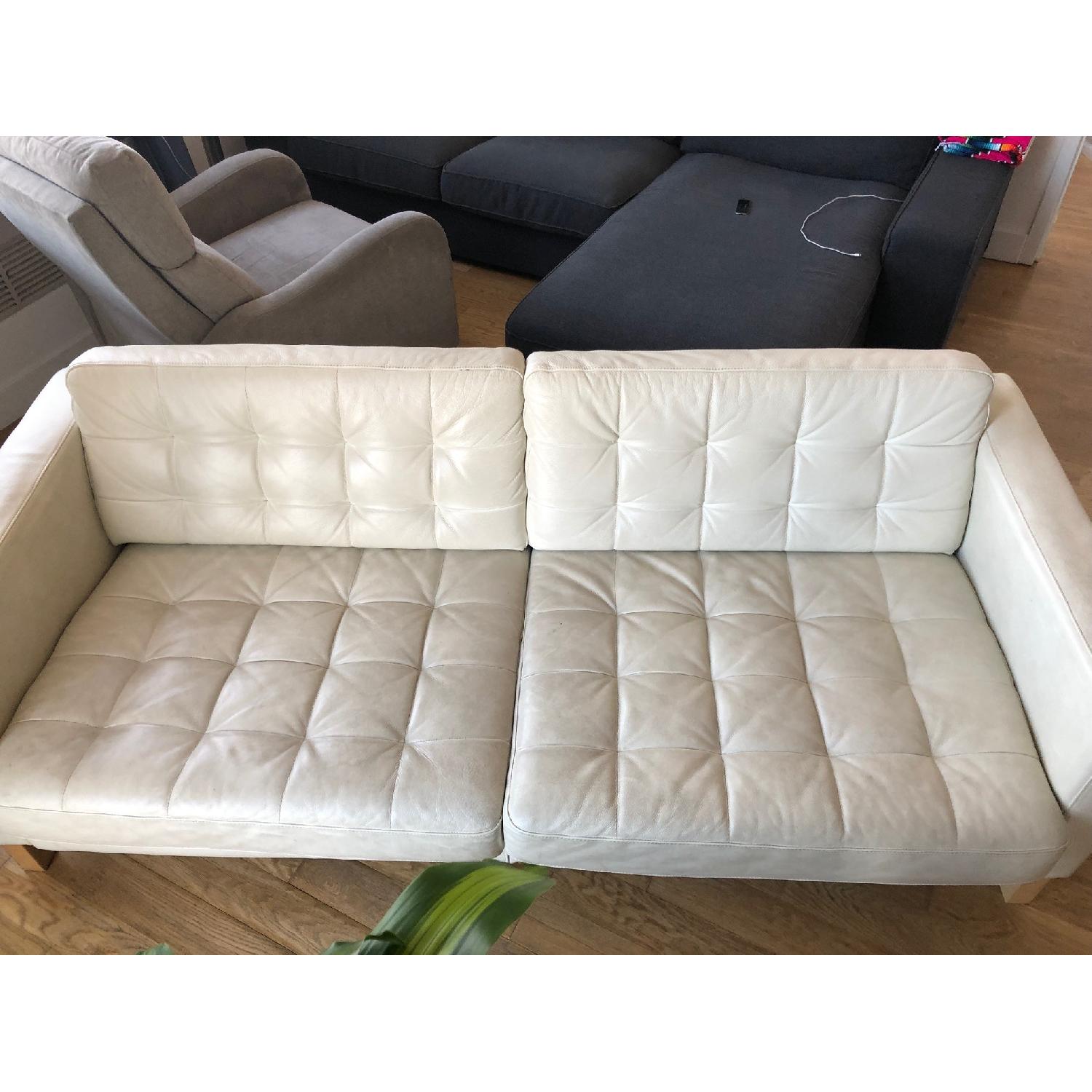 Ikea Landskrona White Leather Sofa - image-9