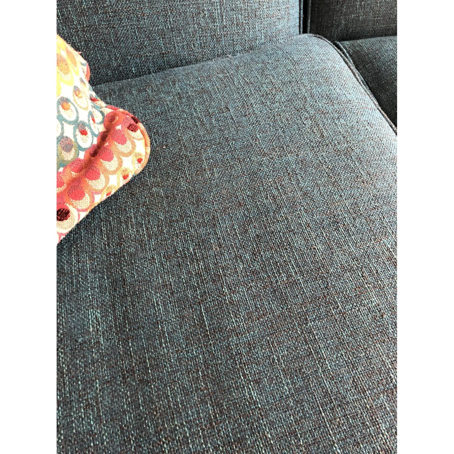Teal Blue Tweed Fabric 3 Piece Sectional Sofa - image-3