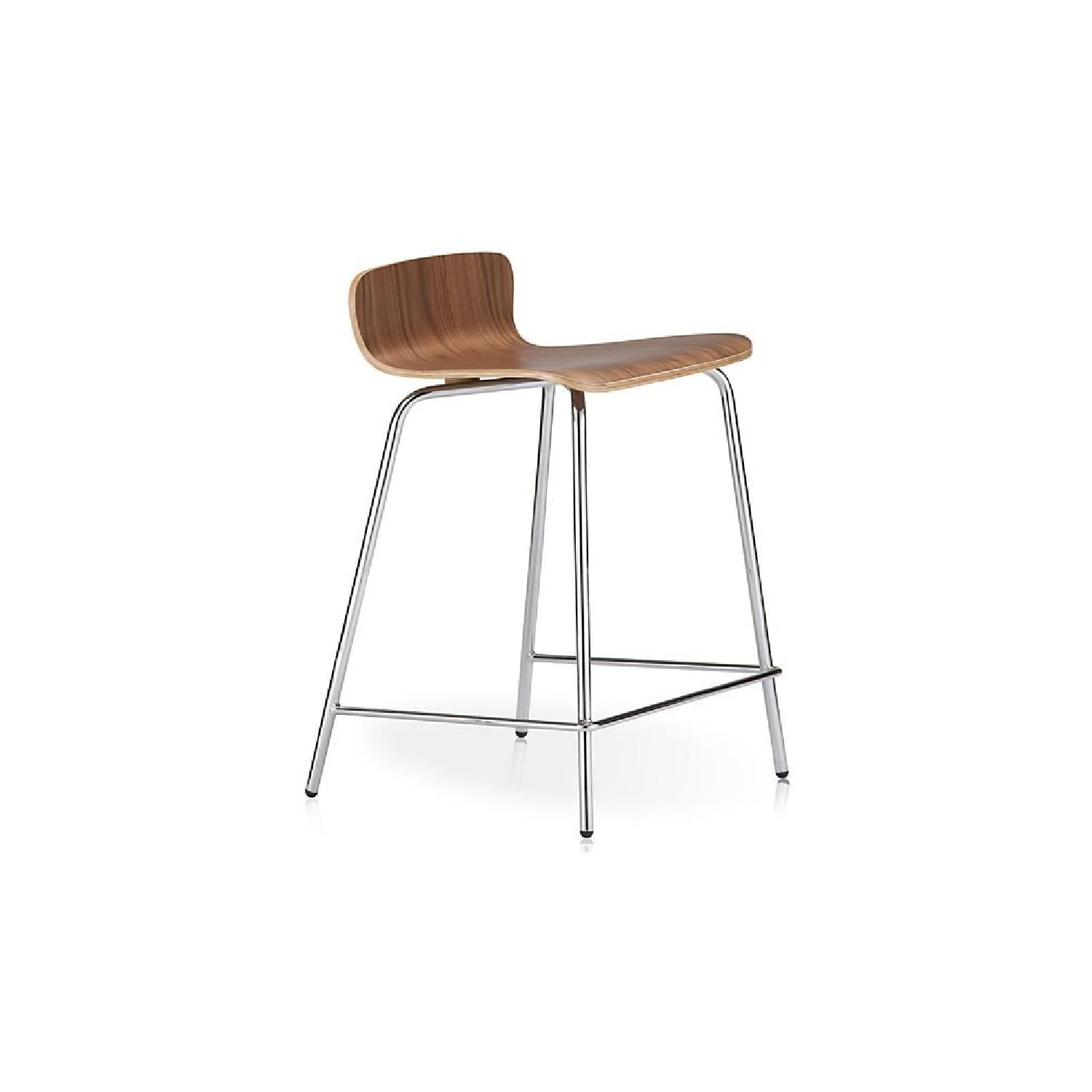 Crate & Barrel Felix Walnut Counter Stools - image-0