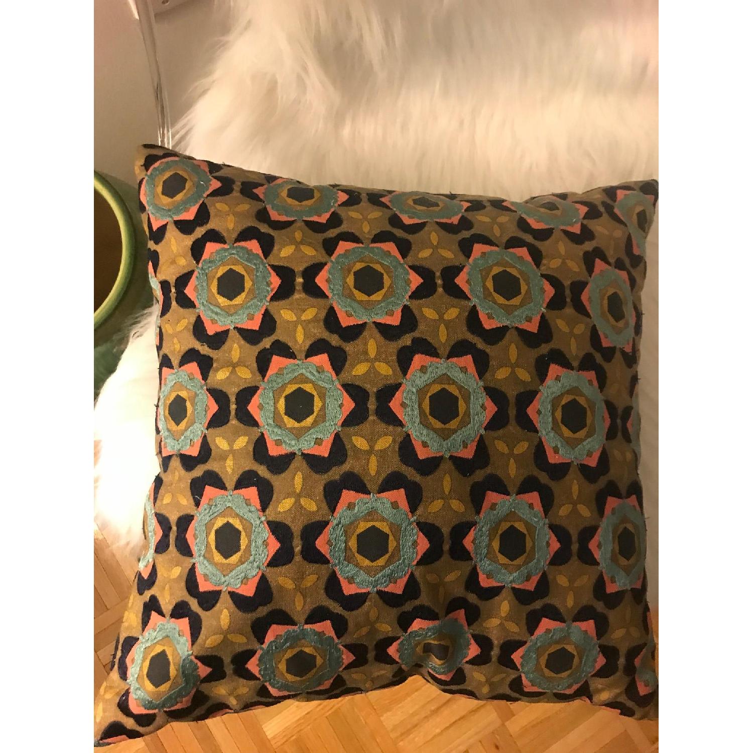 West Elm Gold Geo Patterned Pillow Covers w/ Inserts - image-2