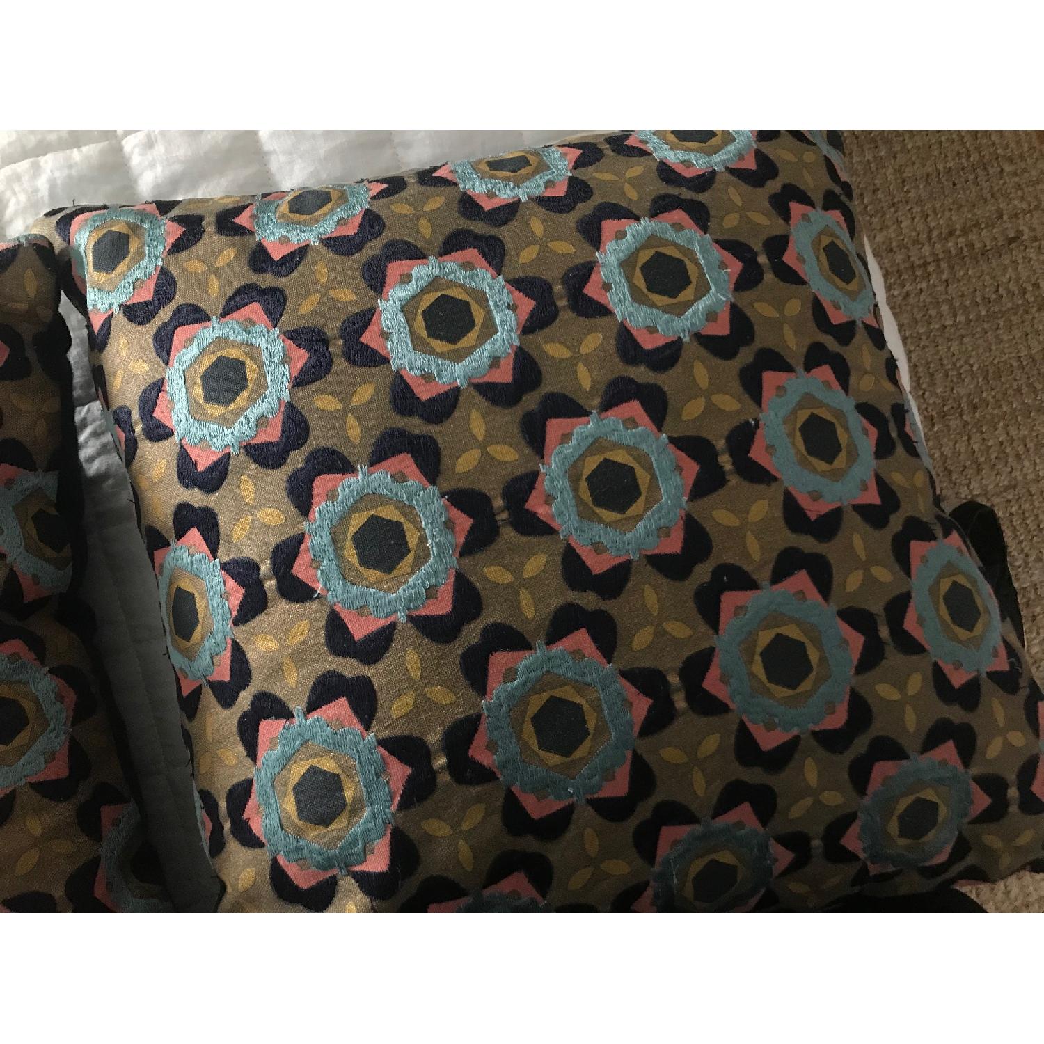 West Elm Gold Geo Patterned Pillow Covers w/ Inserts - image-4
