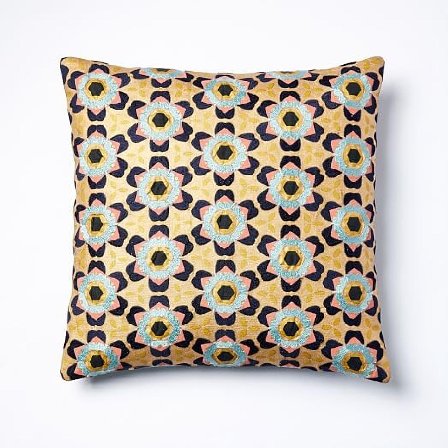 West Elm Gold Geo Patterned Pillow Covers w/ Inserts - image-5