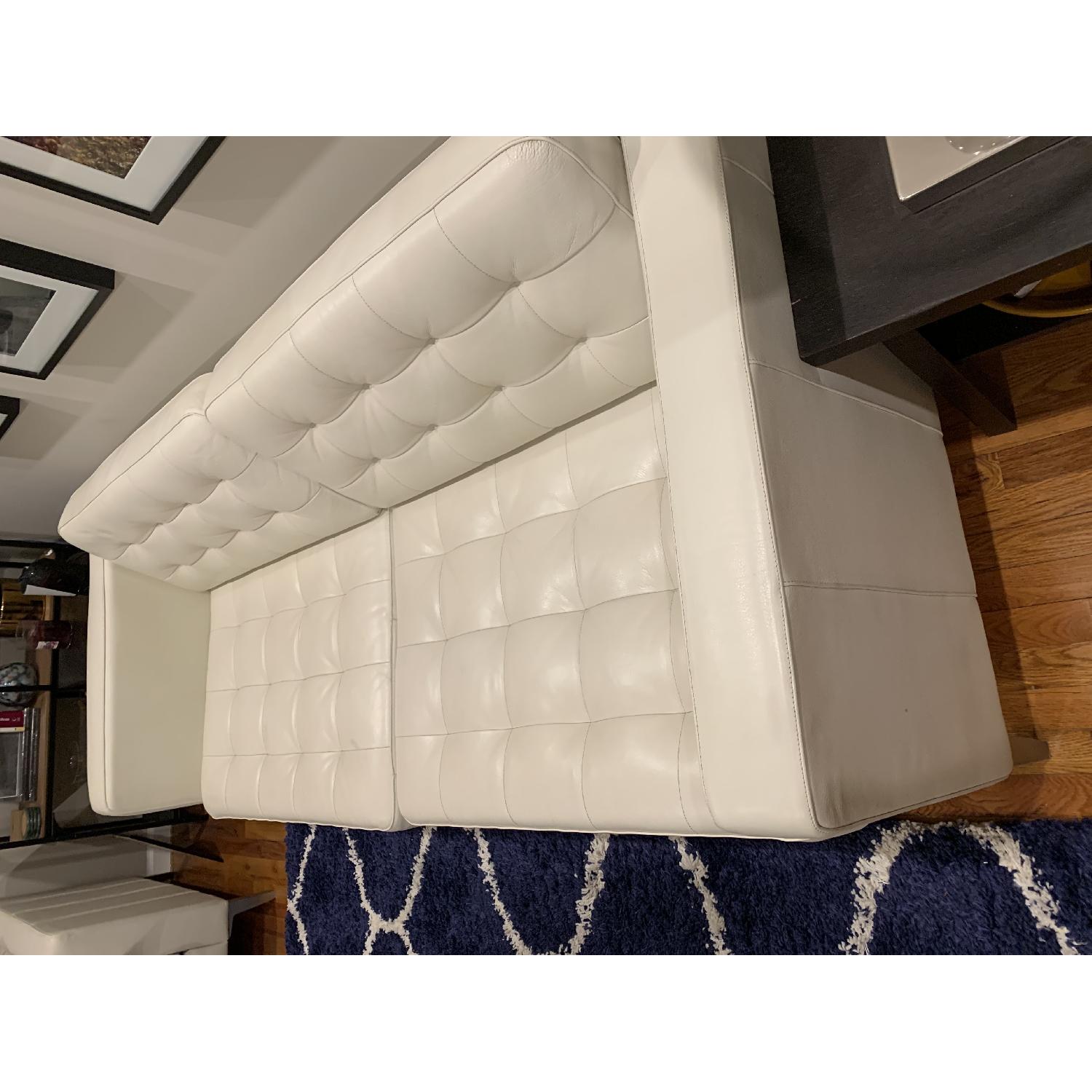 Ikea Karlstad White Leather Sofa + Chair & Ottoman - image-2