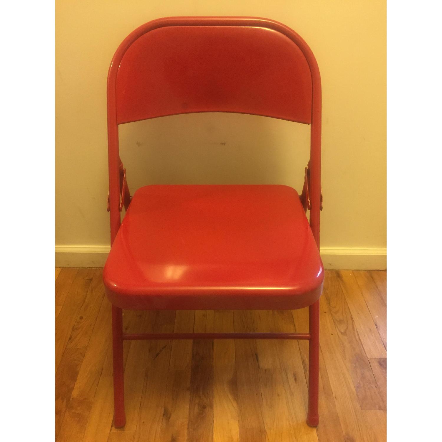 Red Metal Folding Chairs - image-1