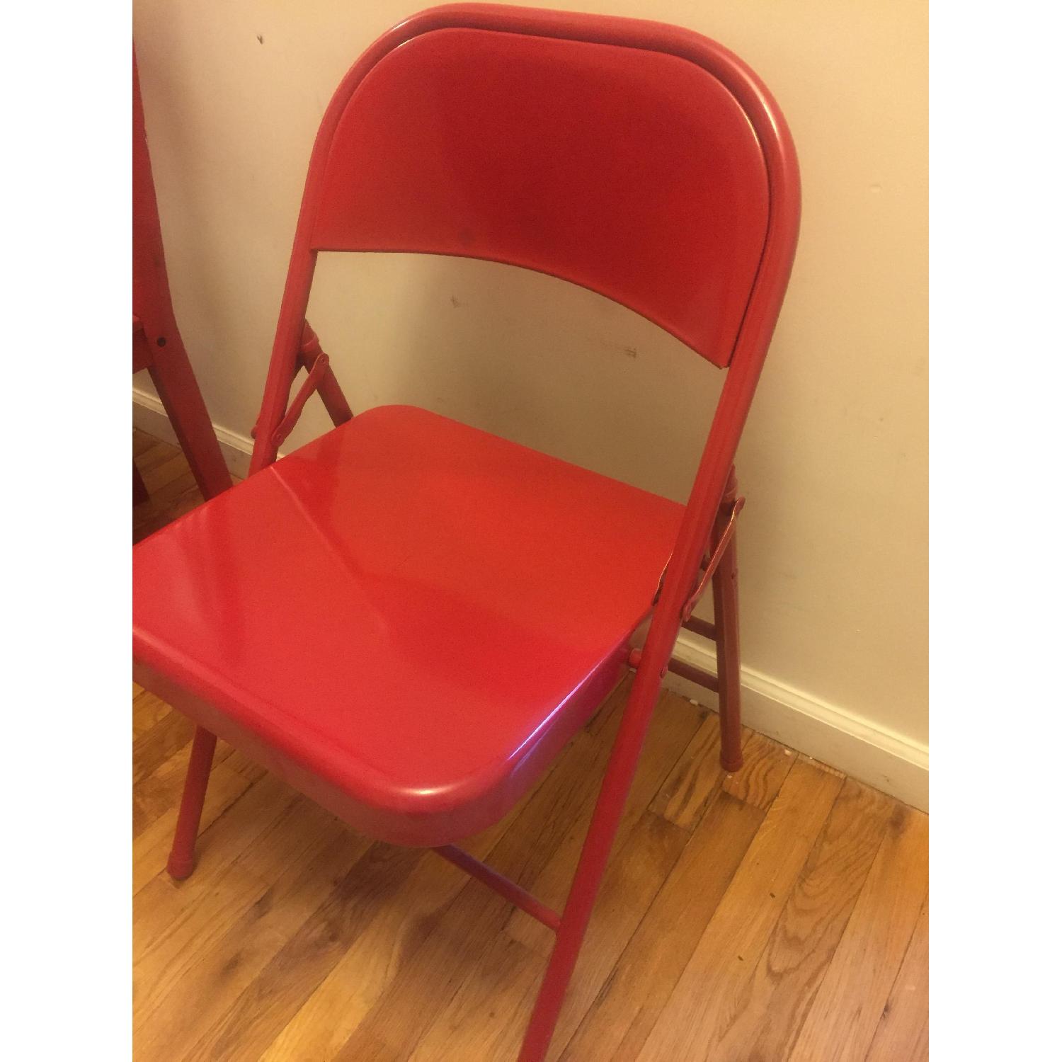 Red Metal Folding Chairs - image-2