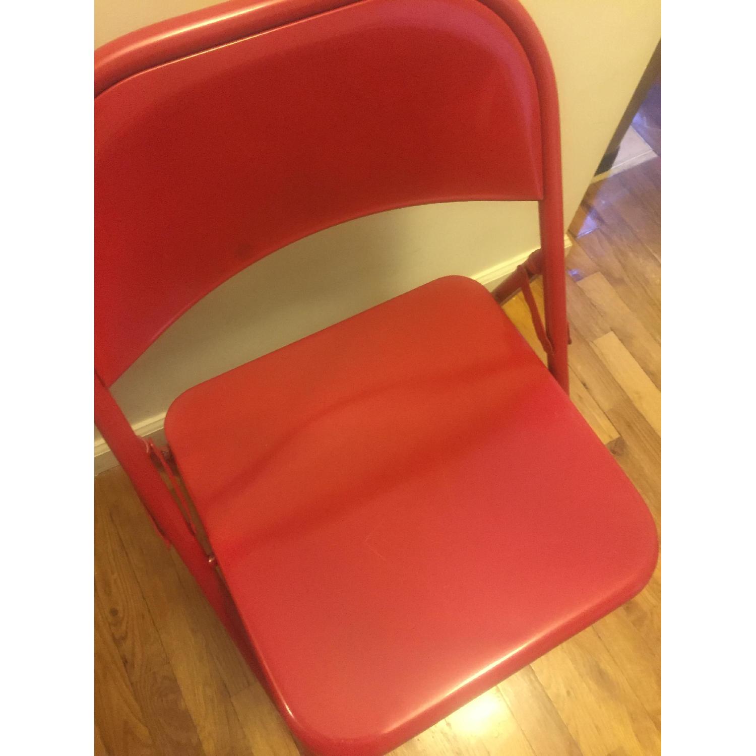 Red Metal Folding Chairs - image-3