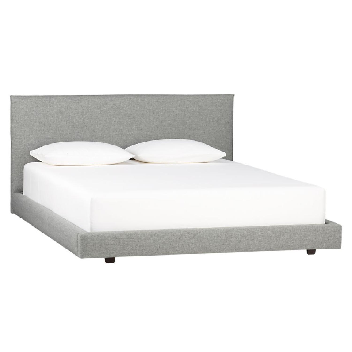 CB2 Facade Grey Upholstered Queen Bed AptDeco