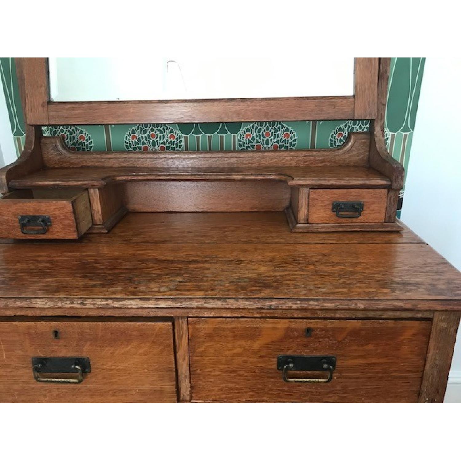 Vintage Arts & Crafts Style Dresser w/ Mirror - image-3