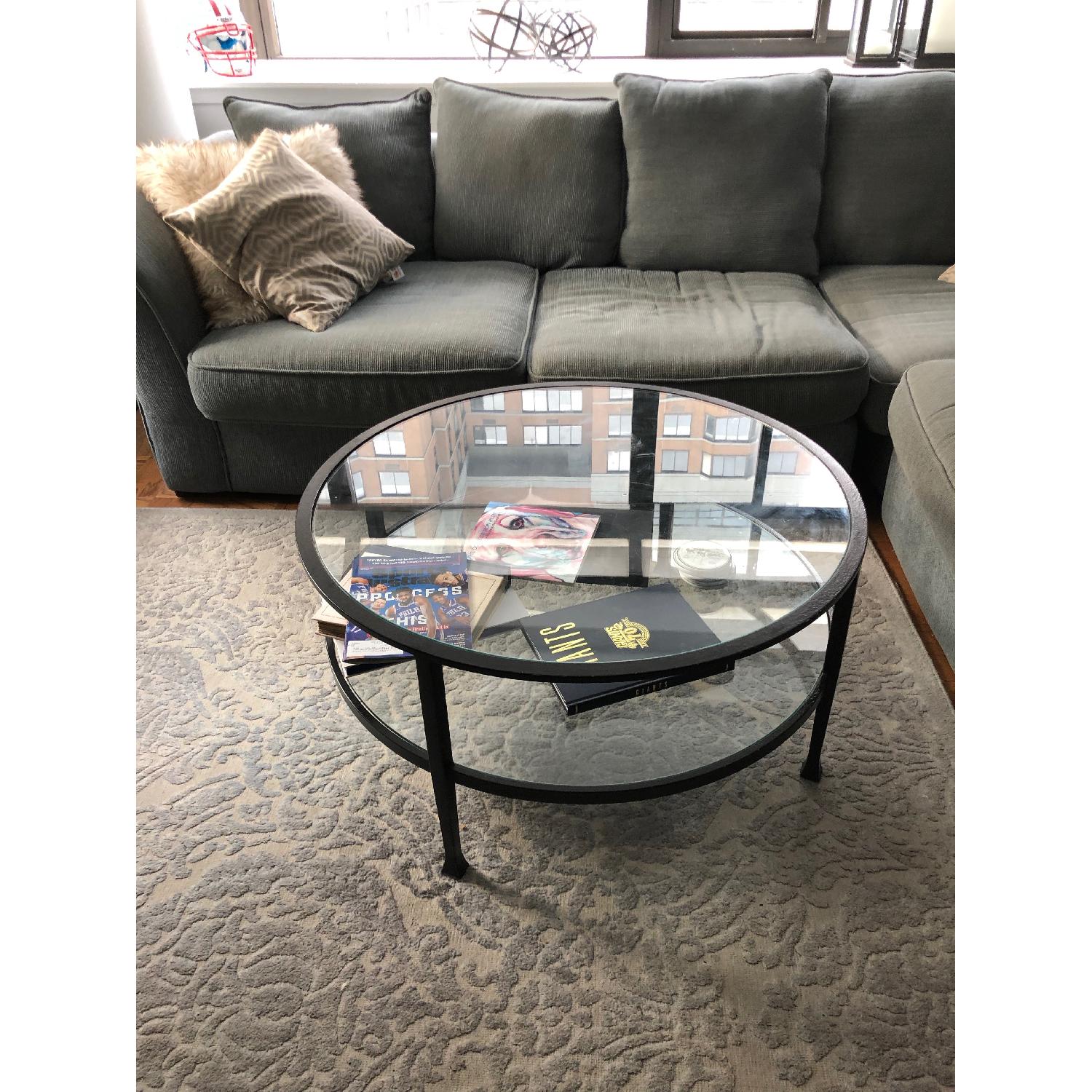 Pottery Barn Round Glass Coffee Table AptDeco