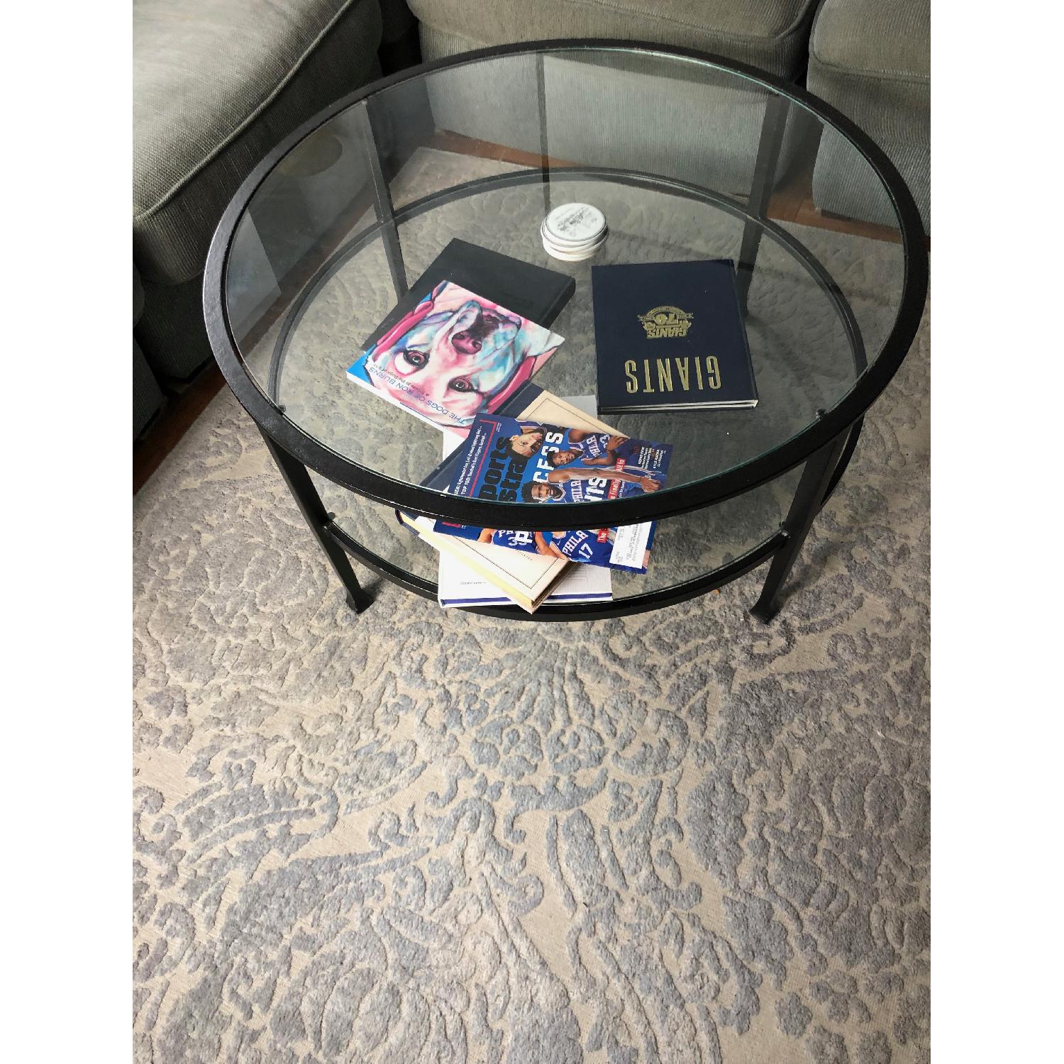 Pottery Barn Round Glass Coffee Table AptDeco