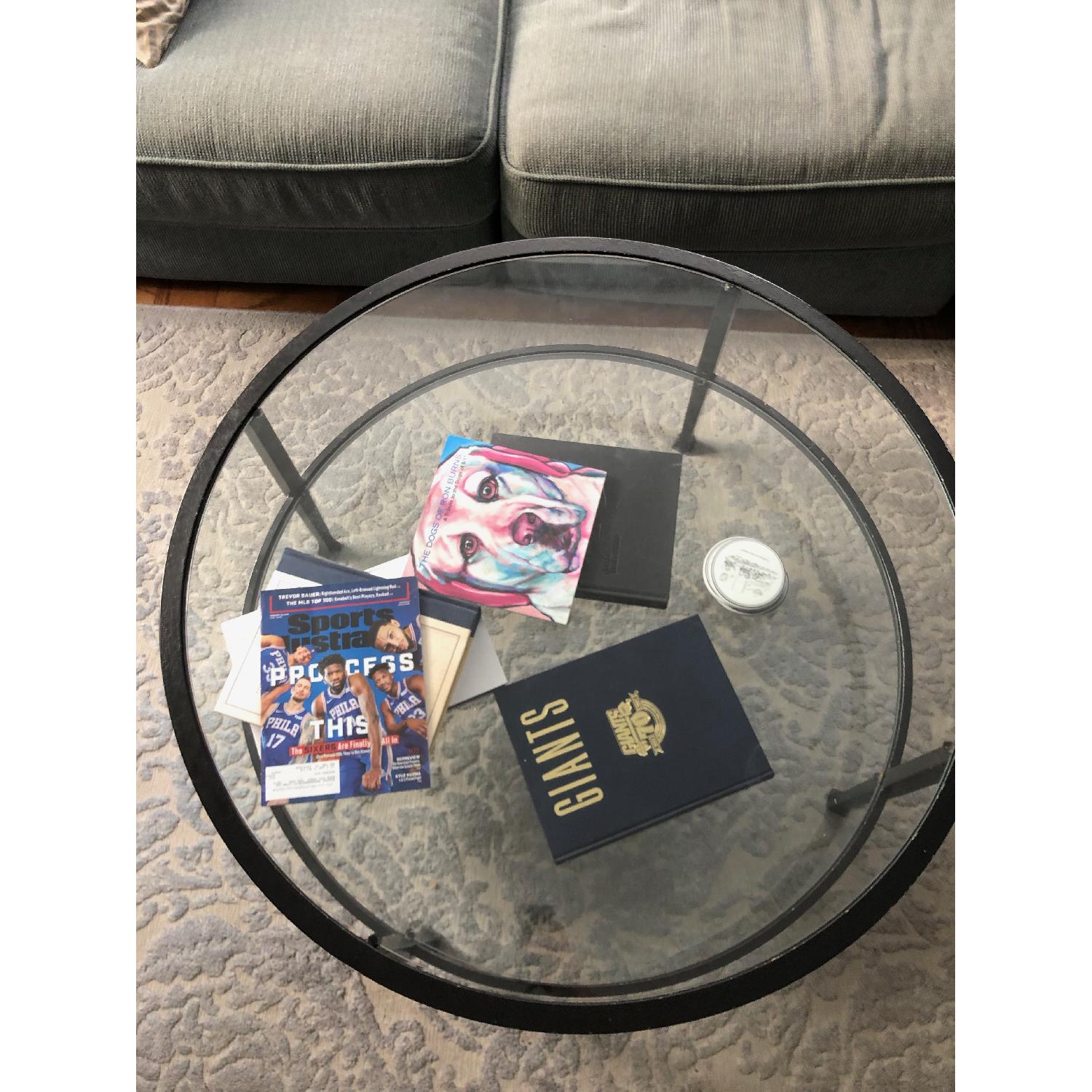 Pottery Barn Round Glass Coffee Table AptDeco