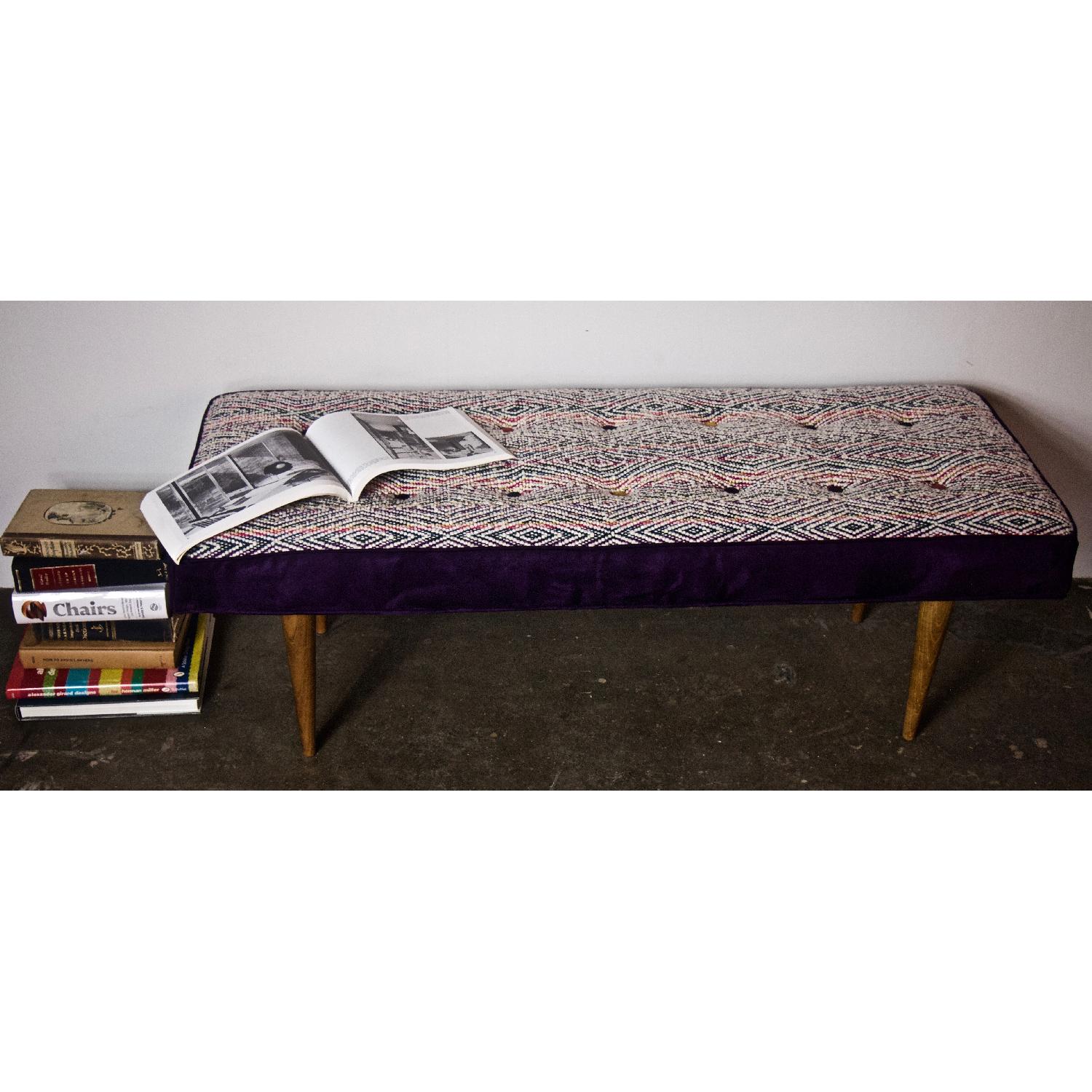 Handmade Bench w/ Handwoven Fabric Seat - image-1