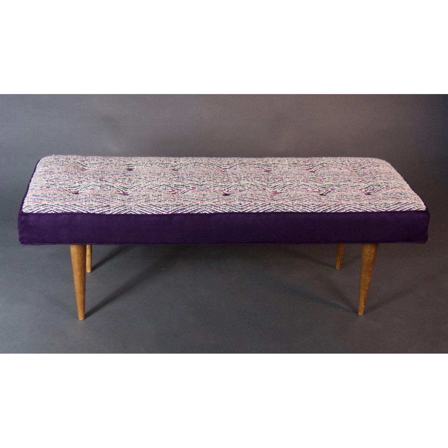 Handmade Bench w/ Handwoven Fabric Seat - image-2