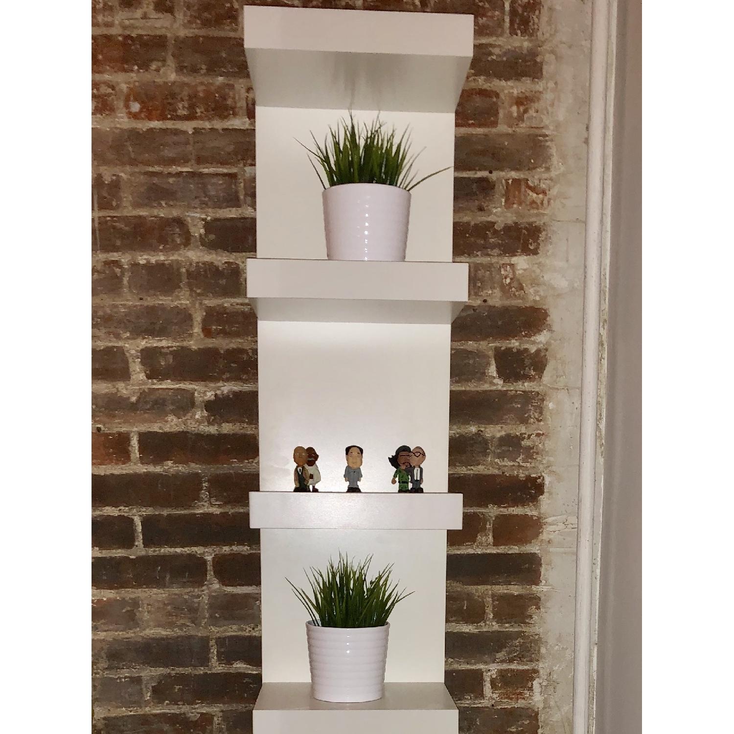 Ikea Lack White Wall Shelf w/ Faux Plants - image-1