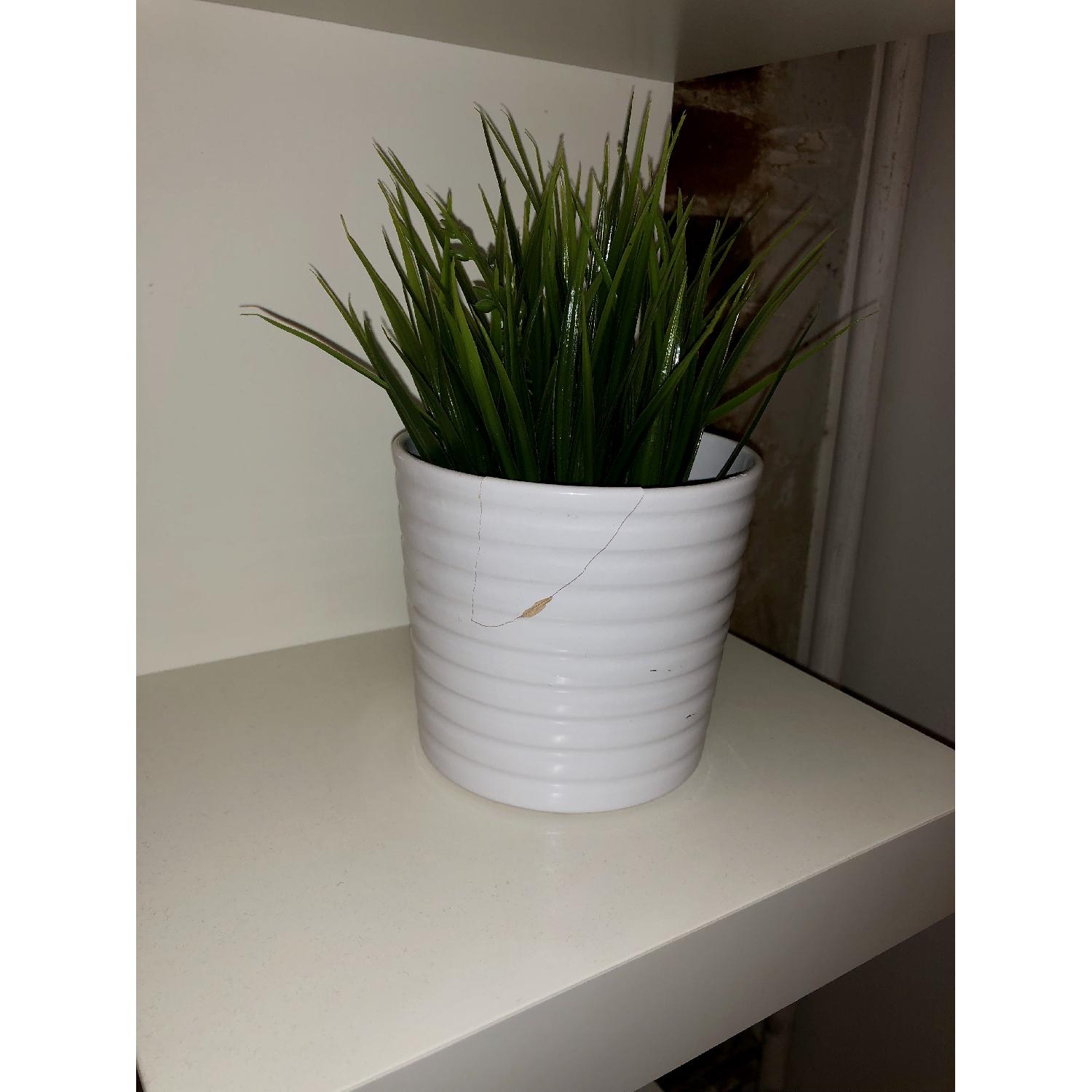 Ikea Lack White Wall Shelf w/ Faux Plants - image-3