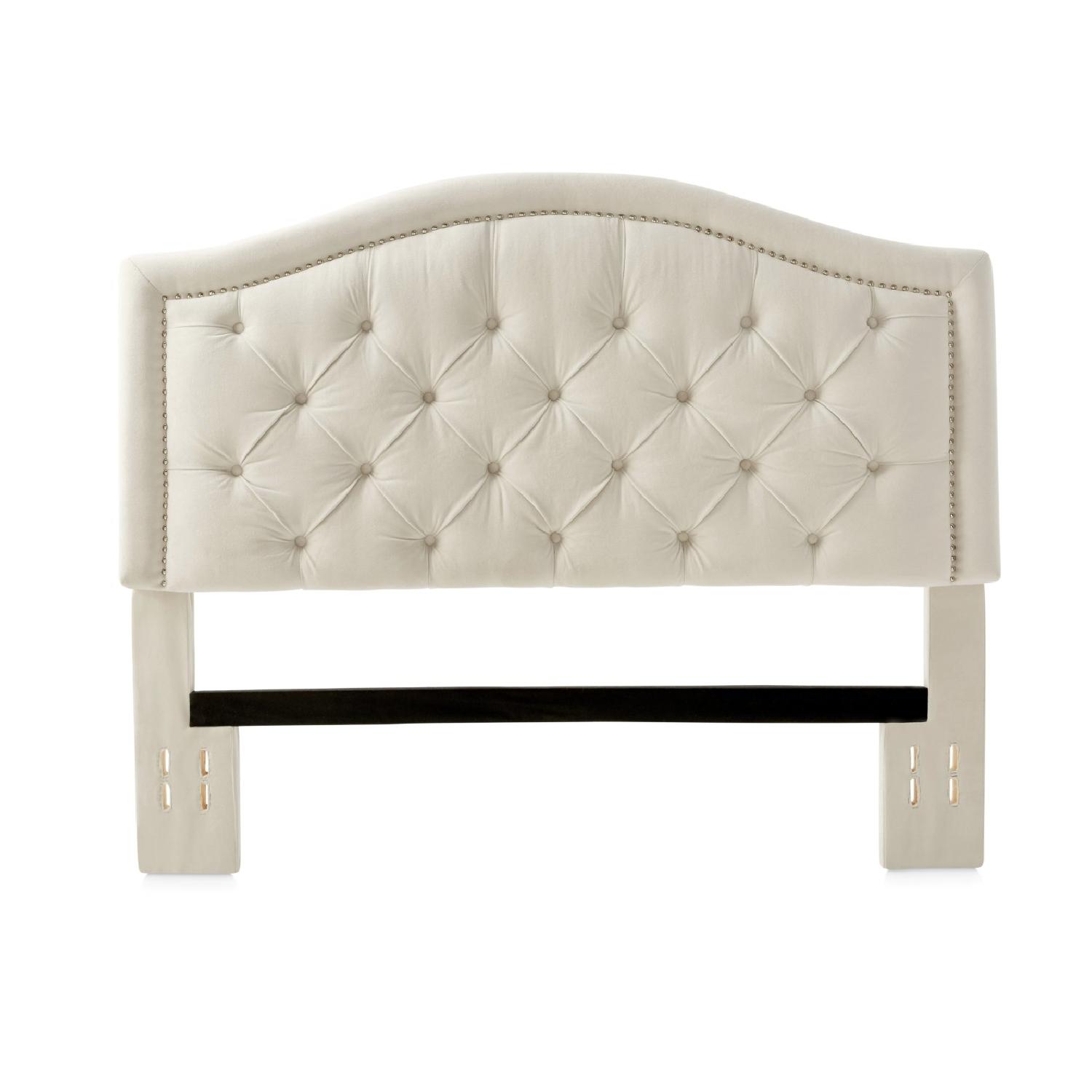 Ivory Velvet Tufted Headboard - image-0
