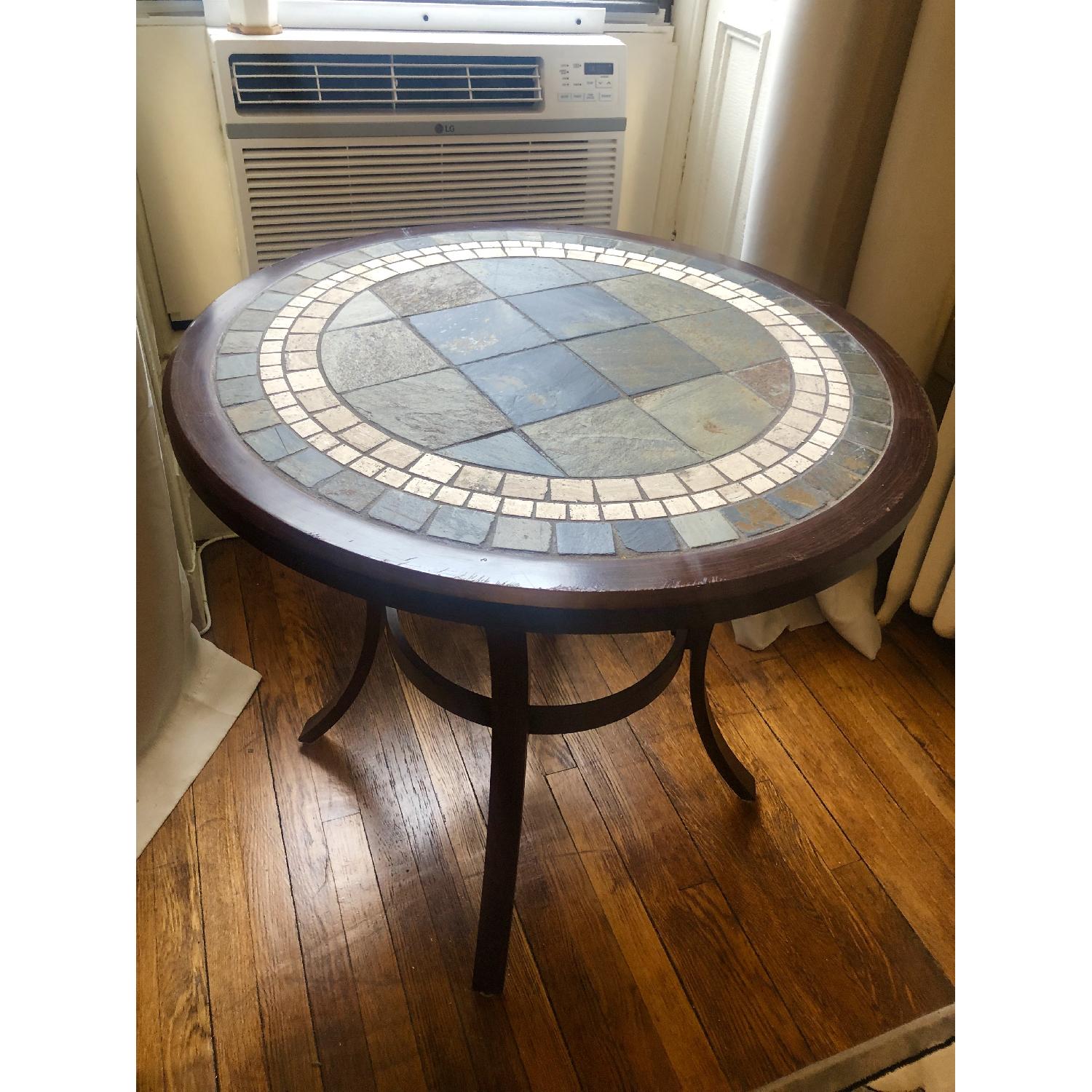 Slate Top Stone Mosaic Dining Table w/ Metal/Wood Frame - image-1