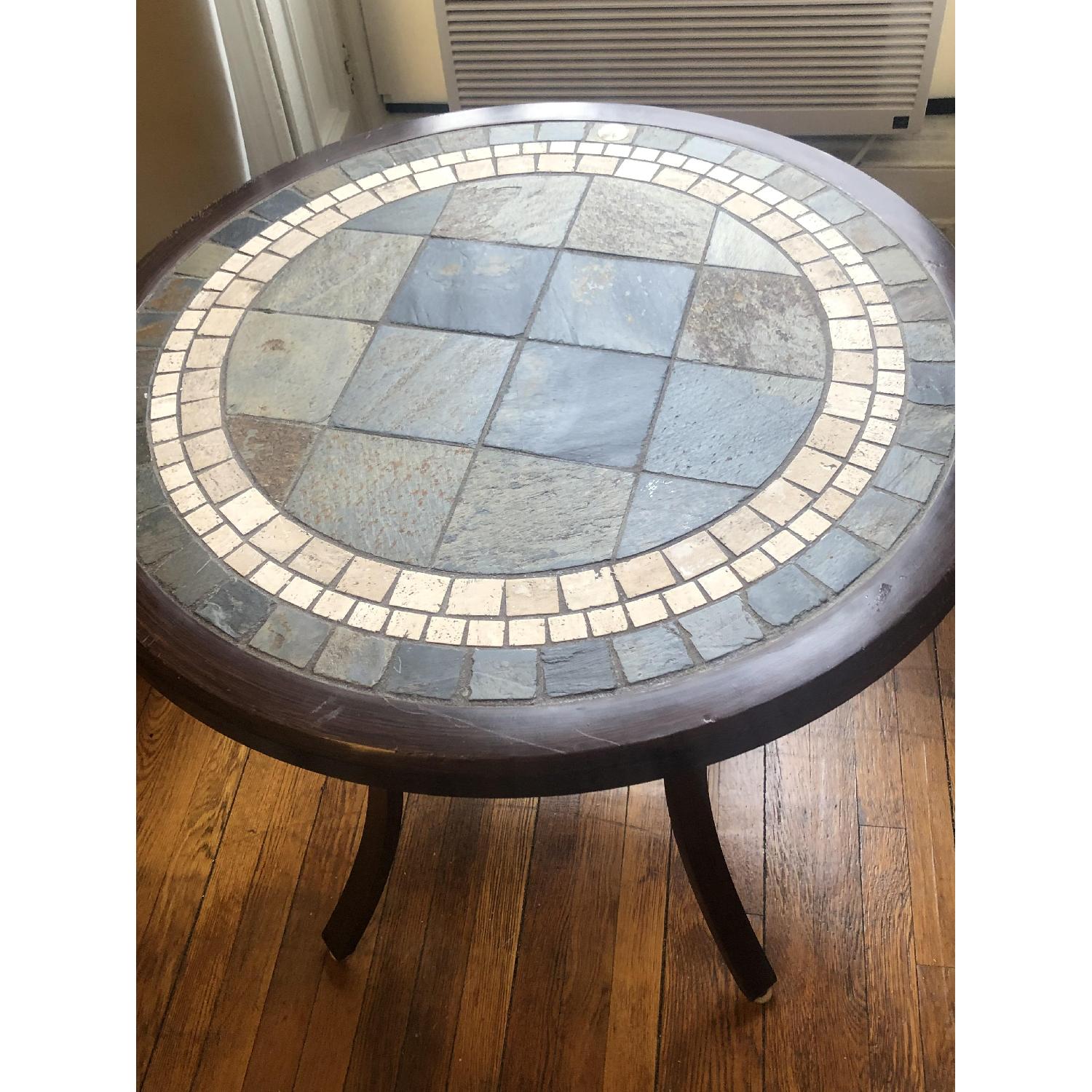 Slate Top Stone Mosaic Dining Table w/ Metal/Wood Frame - image-3