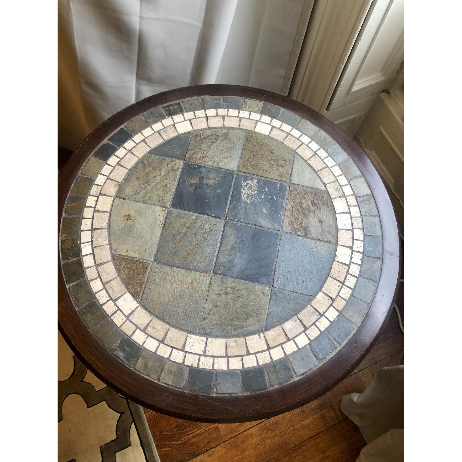 Slate Top Stone Mosaic Dining Table w/ Metal/Wood Frame - image-5