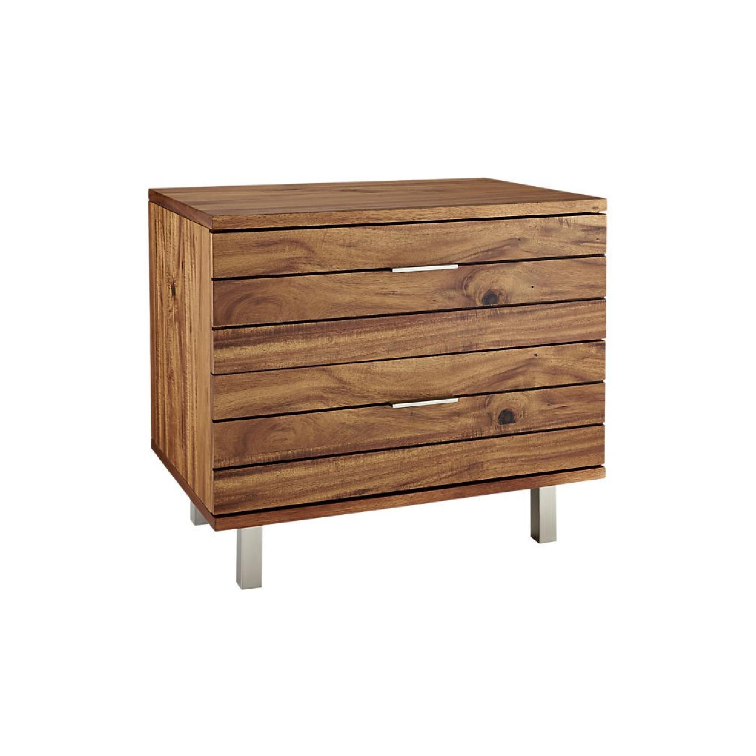 CB2 Linear Acacia Nightstand AptDeco