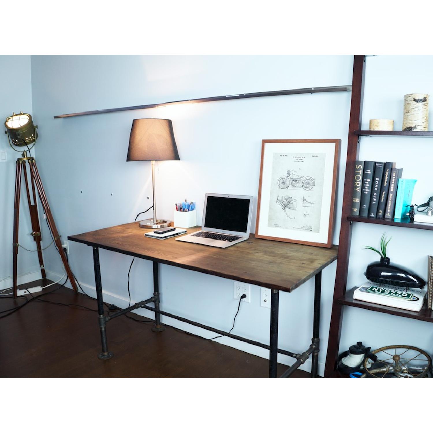 Industrial Reclaimed Heart Pine Wood Table/Work Station Desk - image-6