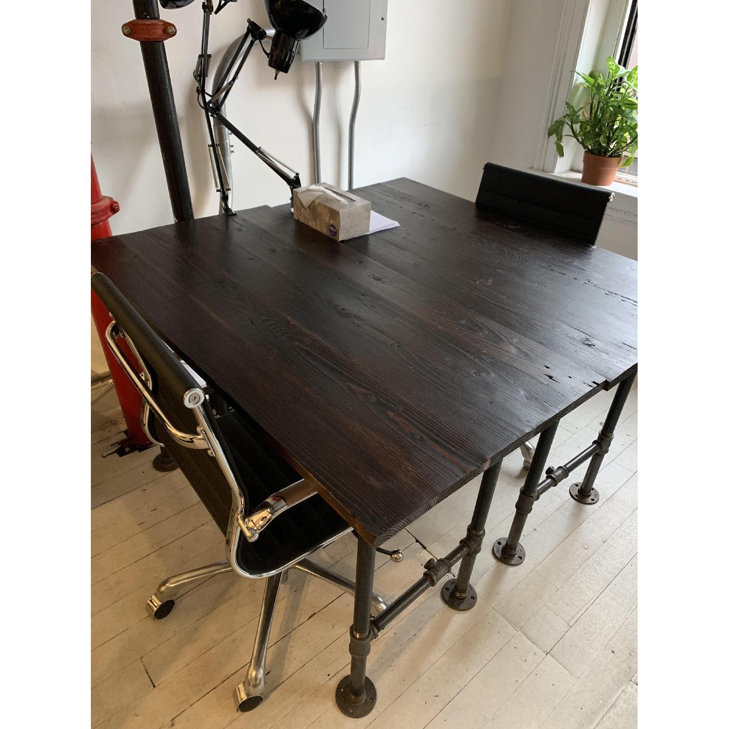 Industrial Reclaimed Heart Pine Wood Table/Work Station Desk - image-9