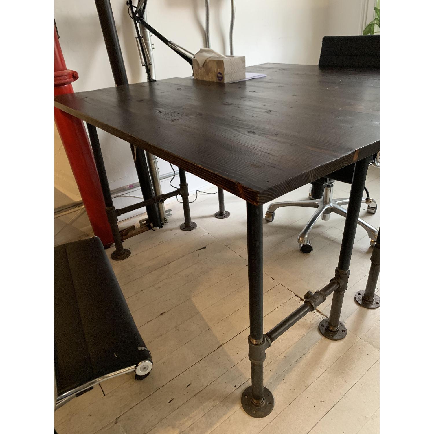 Industrial Reclaimed Heart Pine Wood Table/Work Station Desk - image-10