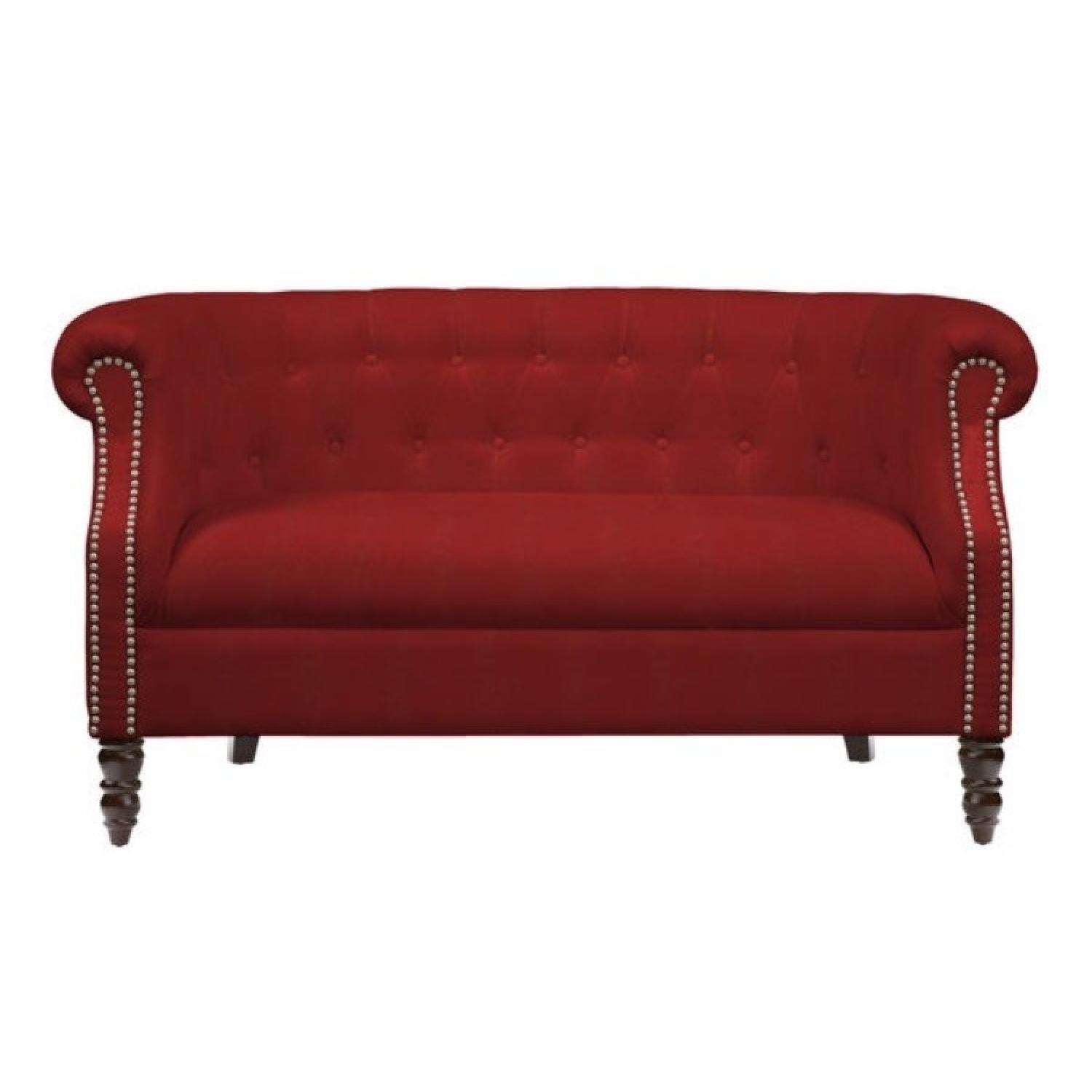 Portfolio Chesterfield Red Velvet Loveseat - image-2
