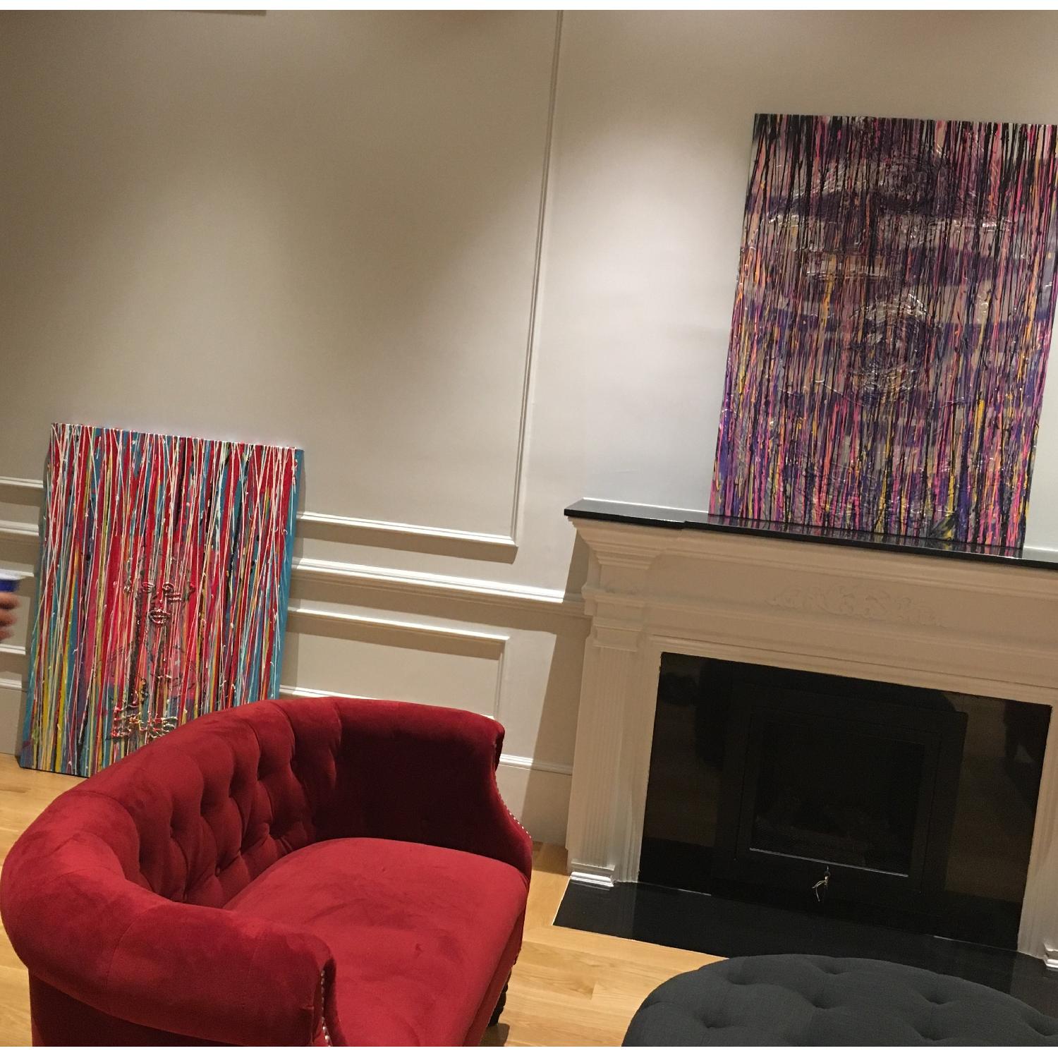 Portfolio Chesterfield Red Velvet Loveseat - image-8