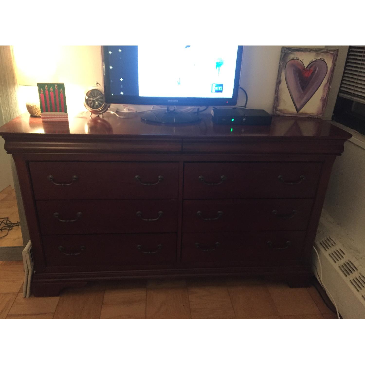 Nightstand Cherry Wood 6 Drawer Dresser AptDeco