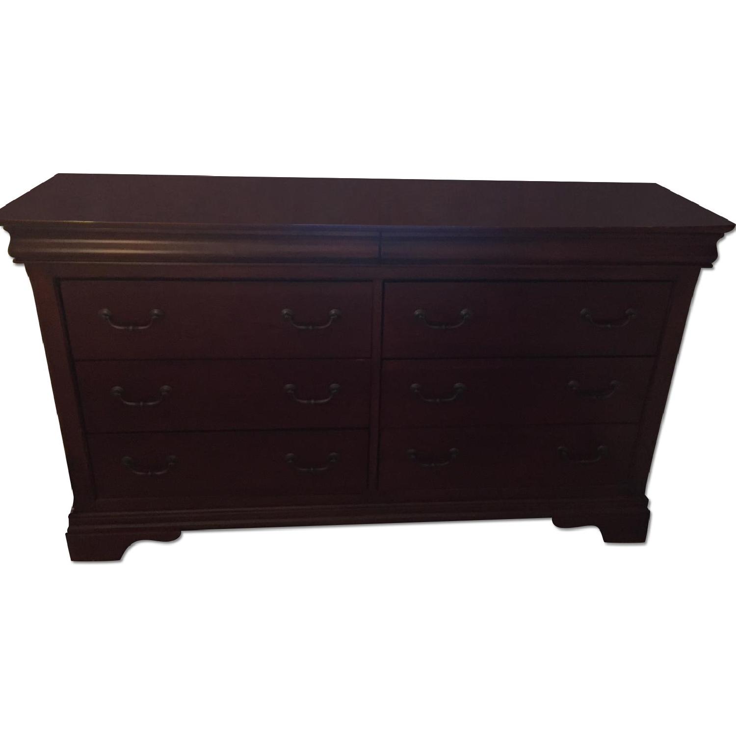 Nightstand Cherry Wood 6 Drawer Dresser AptDeco
