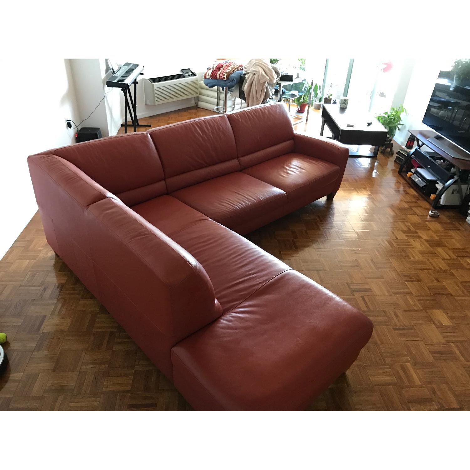 Natuzzi Orange Italian Sectional Sofa - image-6