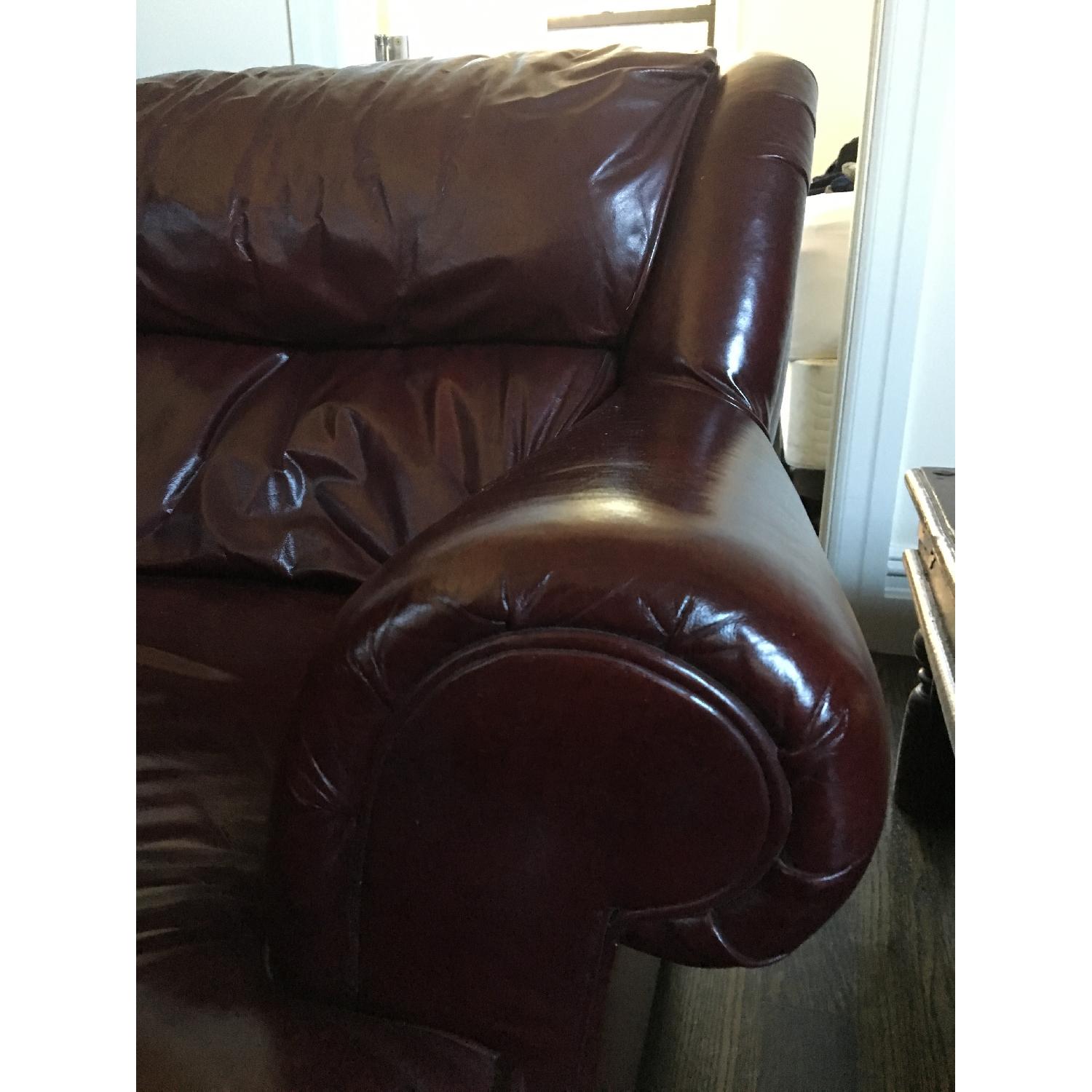 Burgundy Leather Reading Chair & Ottoman - image-2