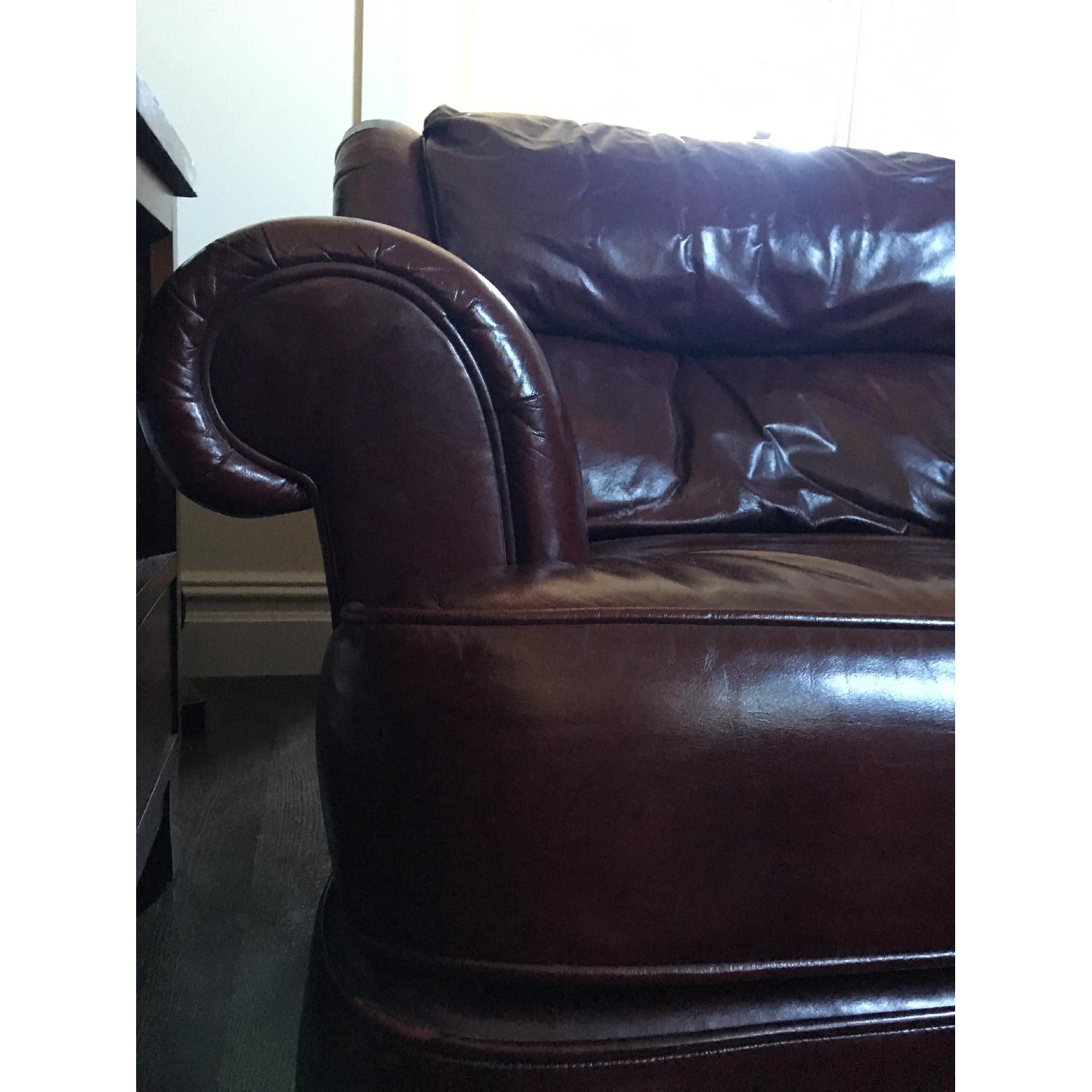 Burgundy Leather Reading Chair & Ottoman - image-3
