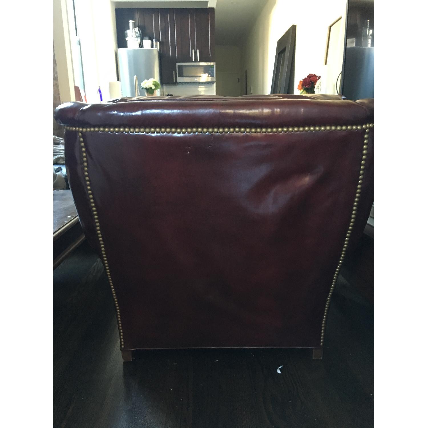 Burgundy Leather Reading Chair & Ottoman - image-4