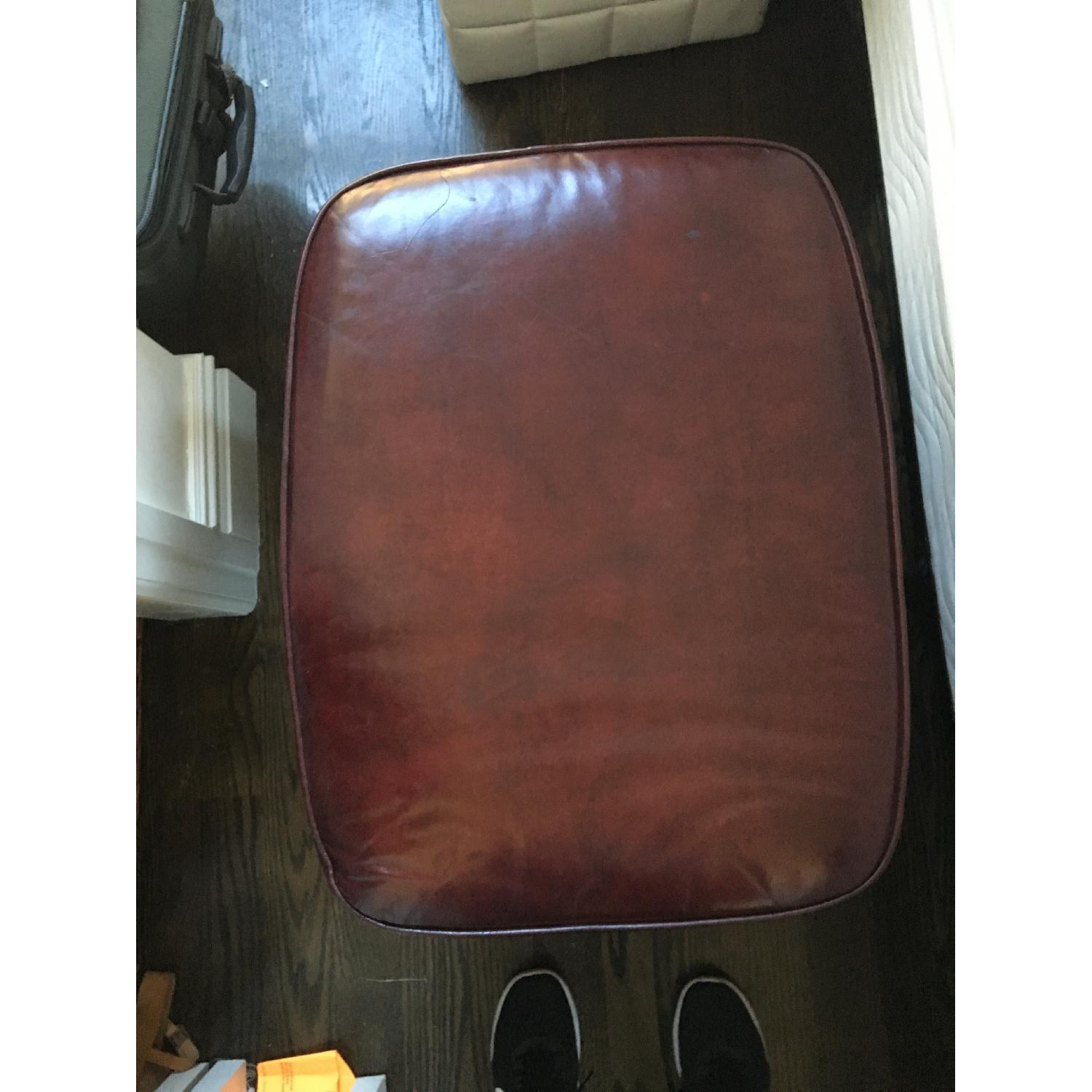 Burgundy Leather Reading Chair & Ottoman - image-5