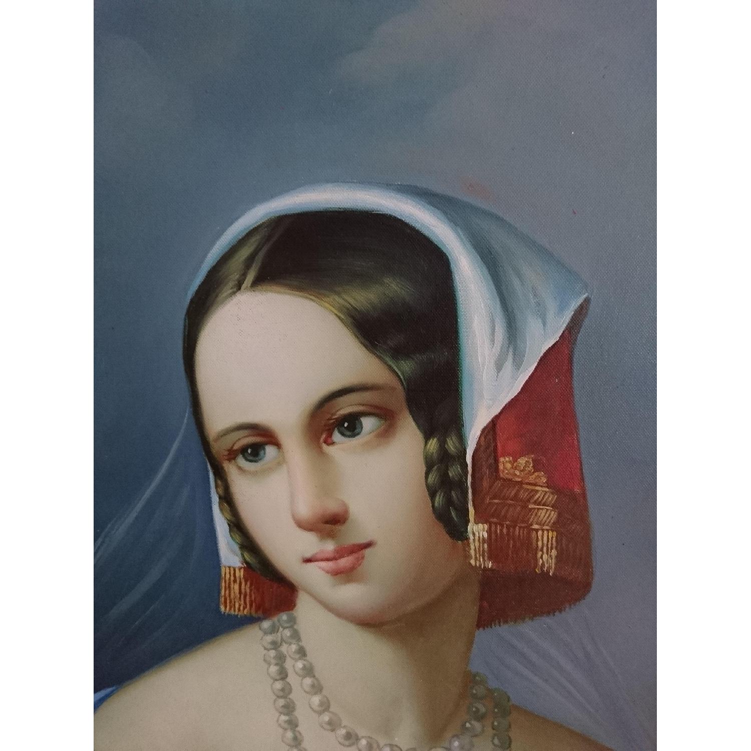 Oil Painting in Brown Wooden Frame - Lady - image-1