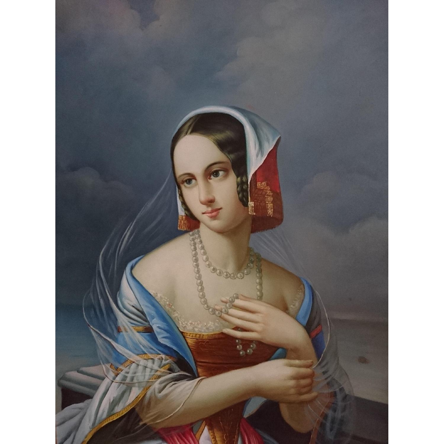 Oil Painting in Brown Wooden Frame - Lady - image-5