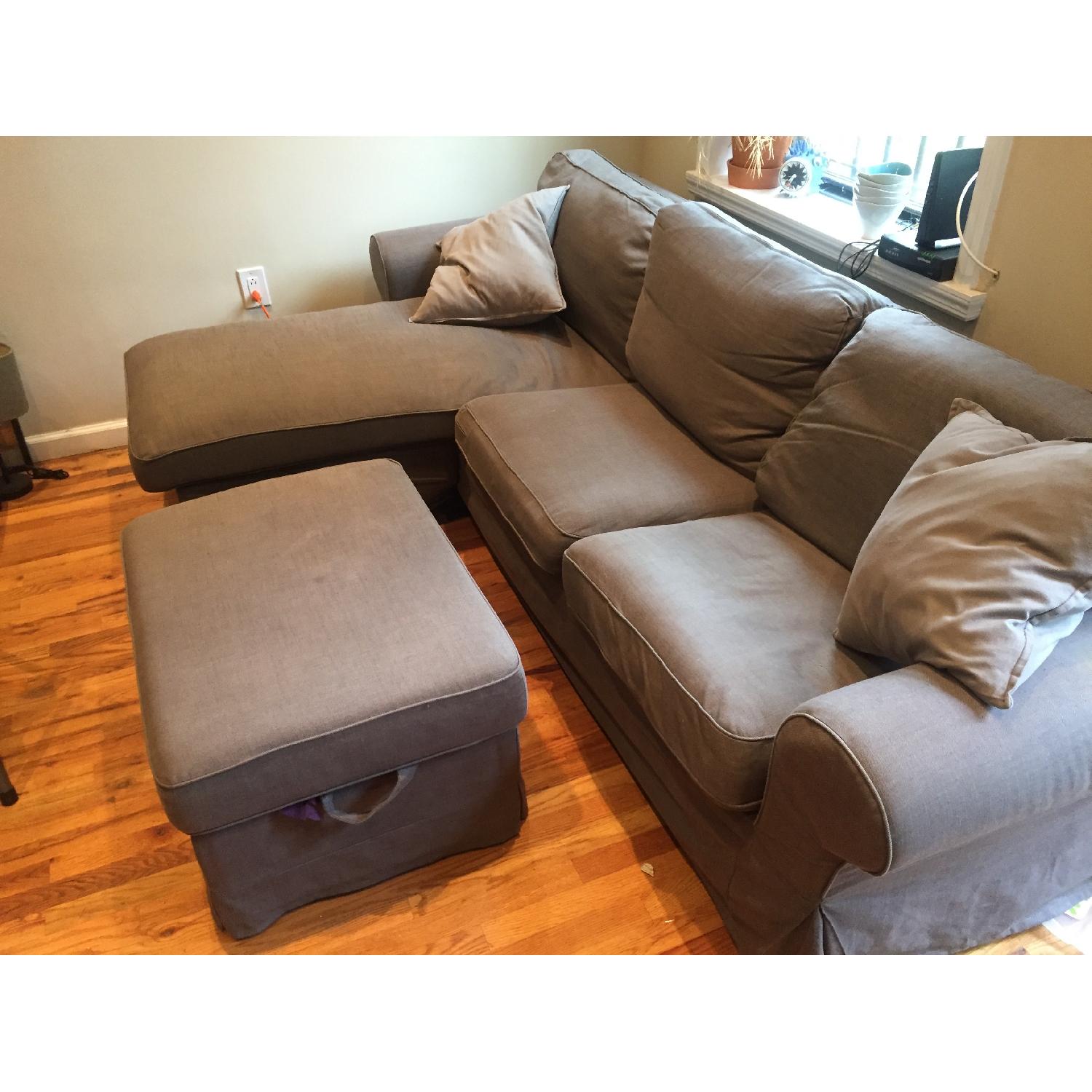 Ikea Ektorp Sofa w/ Chaise & Storage Ottoman AptDeco