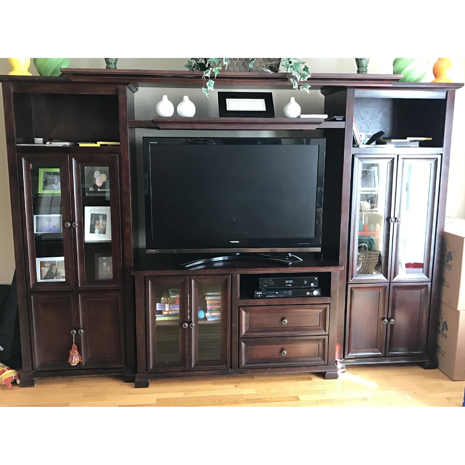 Raymour & Flanigan Mahogany Wood Wall Unit - image-3