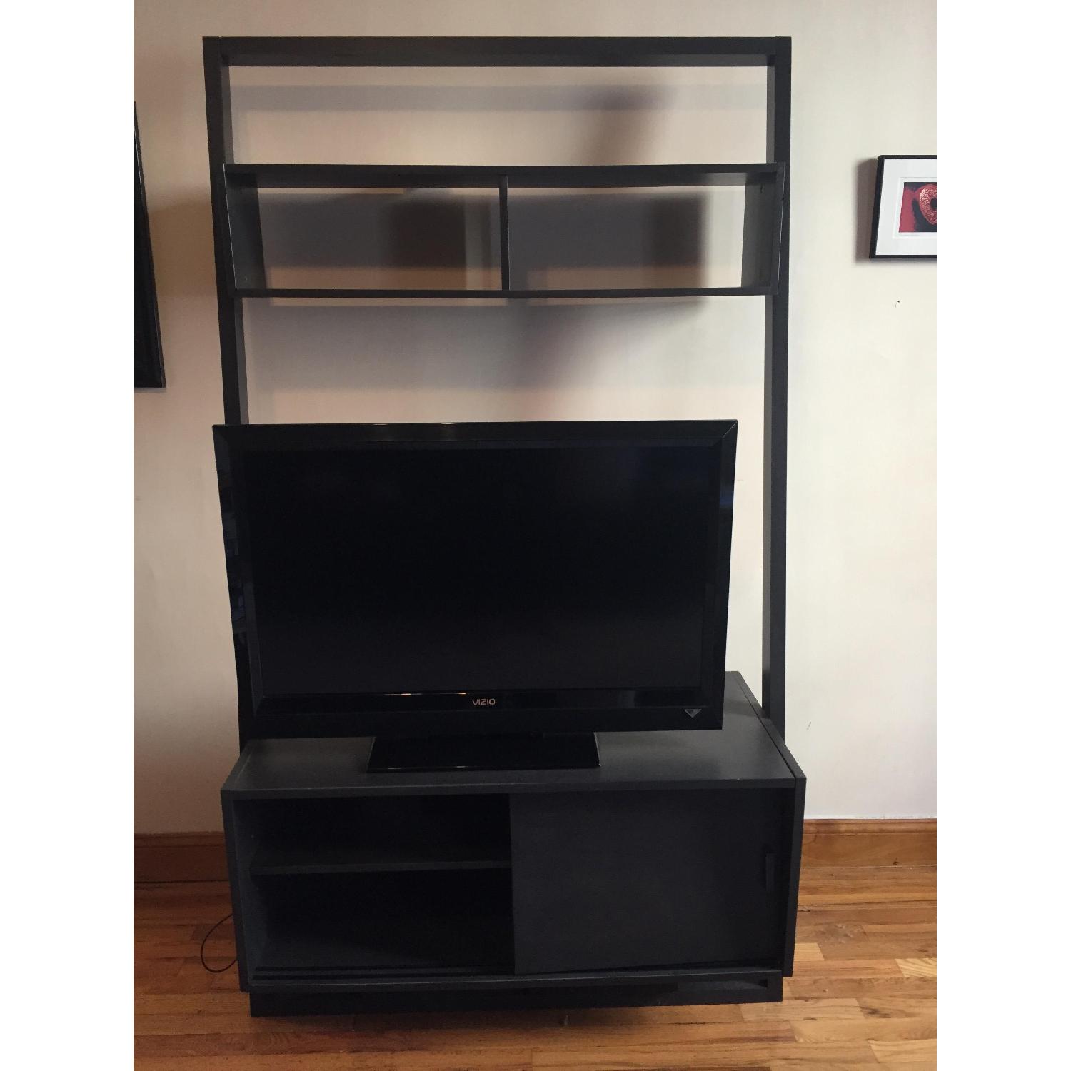 Crate & Barrel Black Wood Media Stand - image-1