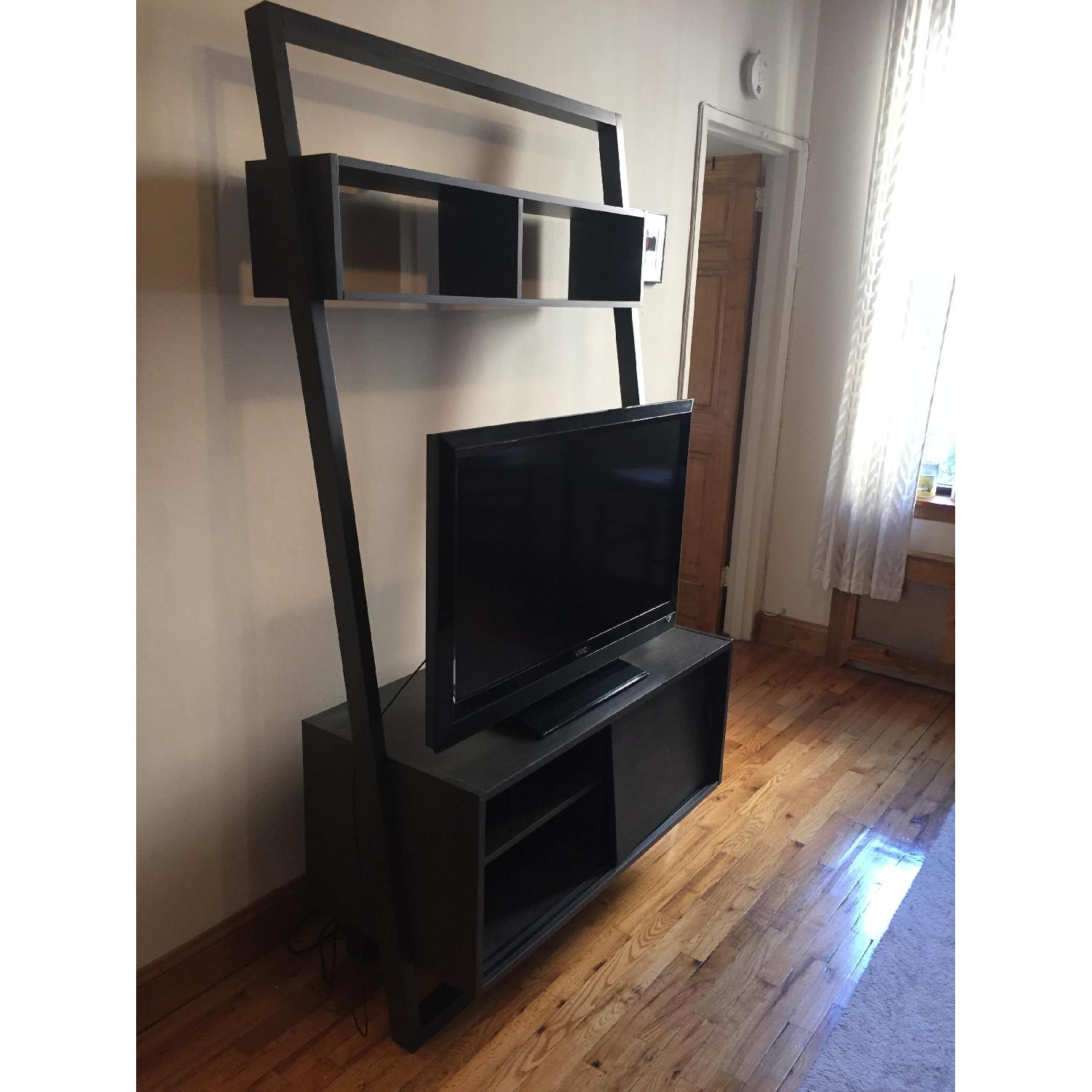 Crate & Barrel Black Wood Media Stand - image-3
