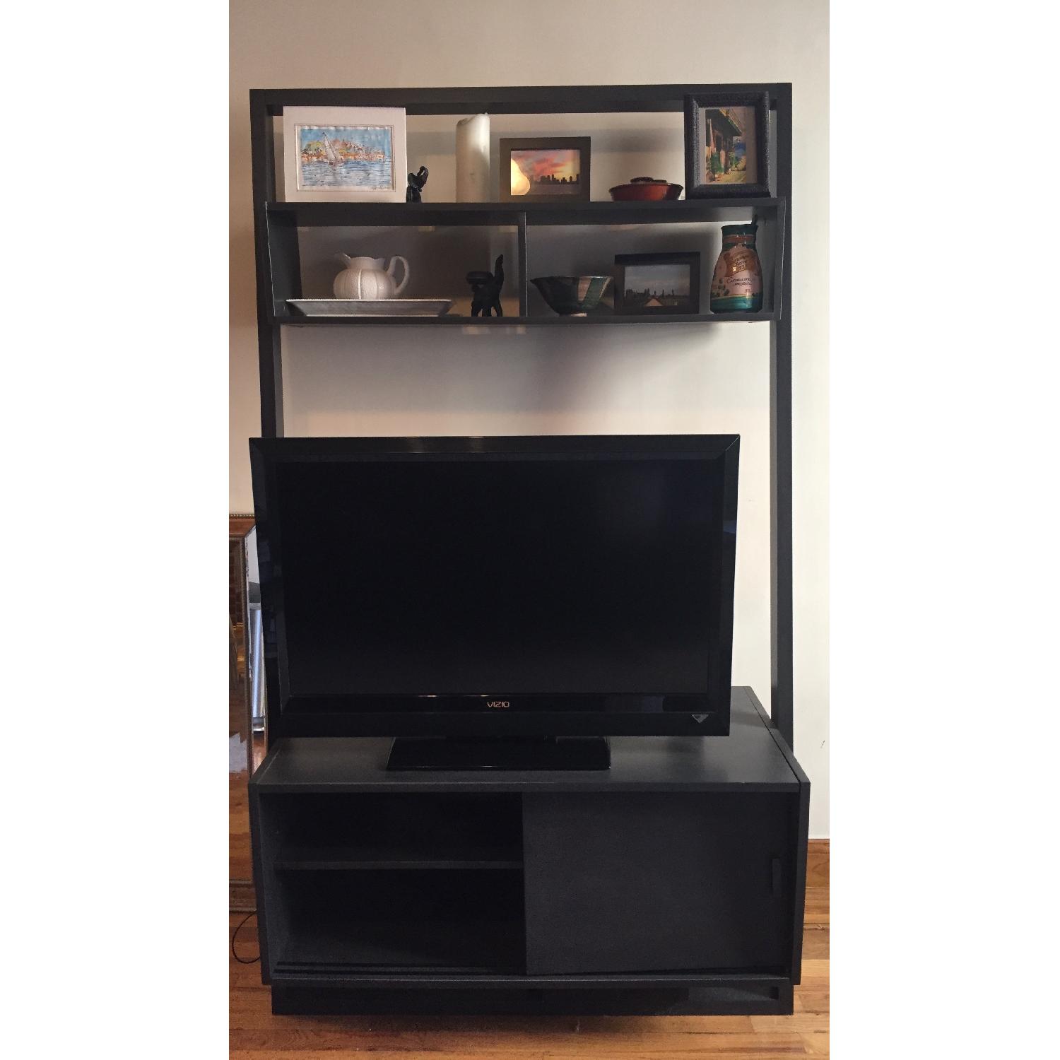 Crate & Barrel Black Wood Media Stand - image-4