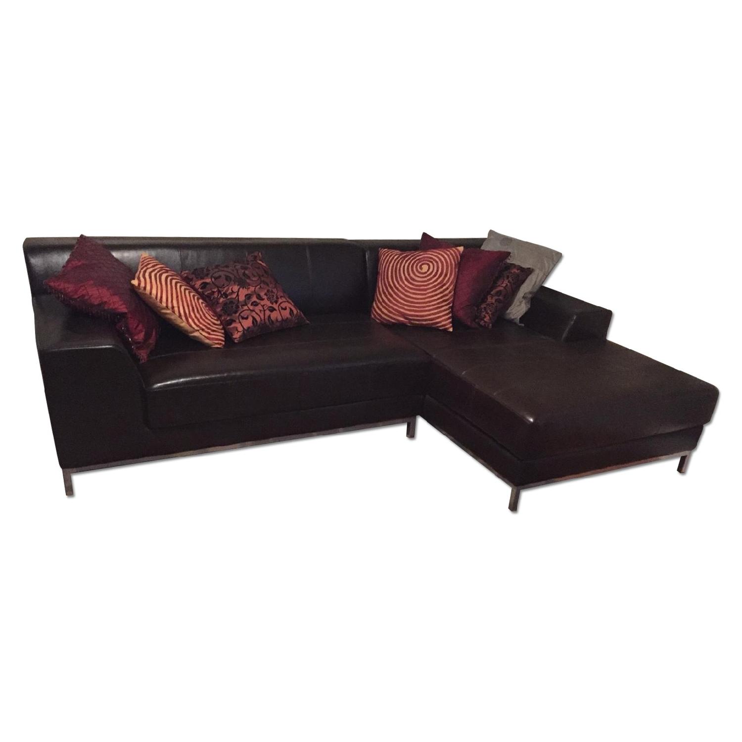 Ikea Dark Brown Leather Sectional Sofa AptDeco