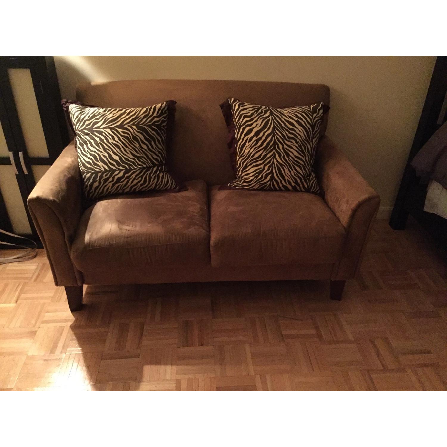 Microsuede Loveseat in Camel Color - image-1
