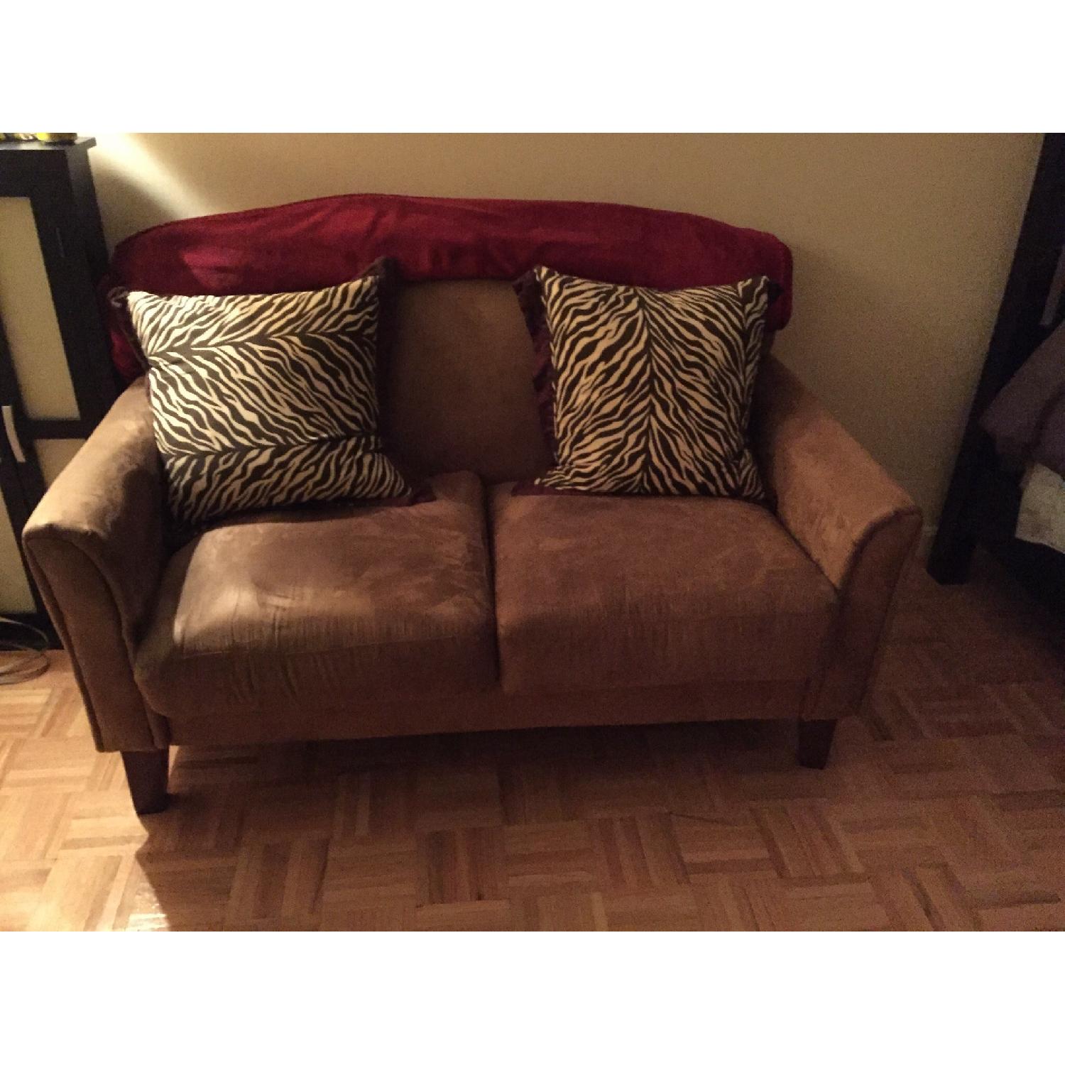 Microsuede Loveseat in Camel Color - image-2