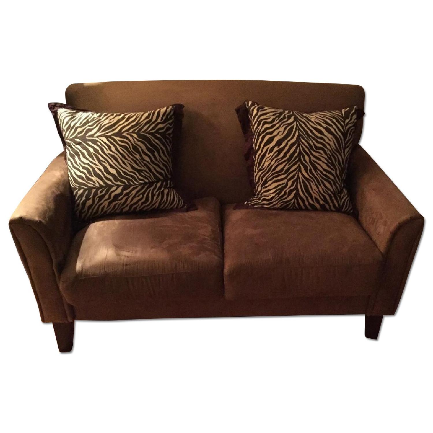 Microsuede Loveseat in Camel Color - image-0