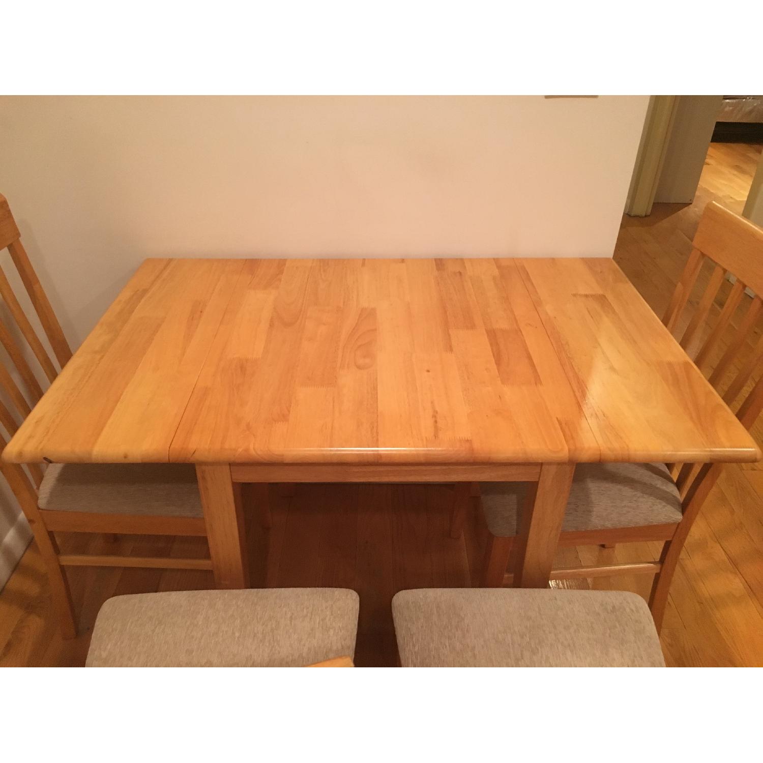 Natural Solid Wood Dining Table w/ 4 Chairs - AptDeco