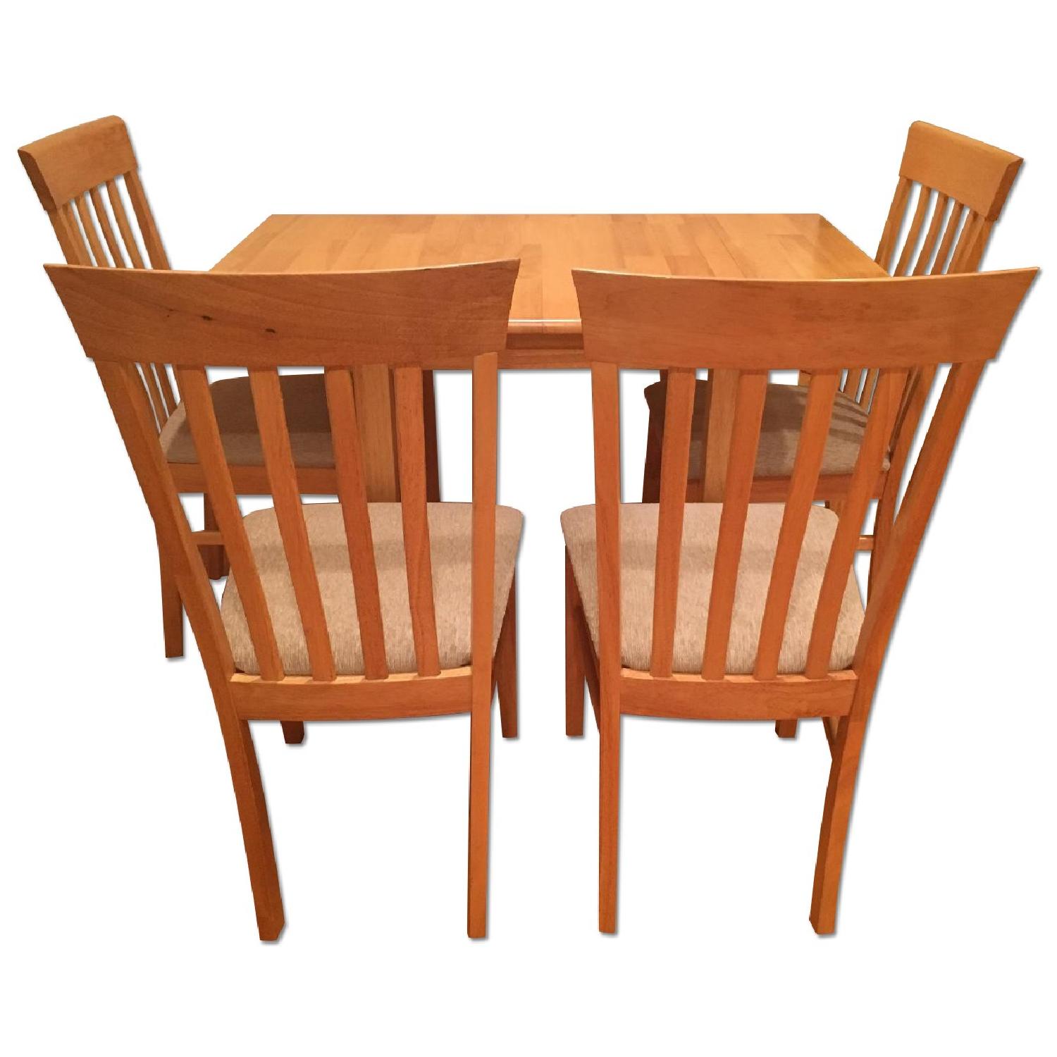 Natural Solid Wood Dining Table w/ 4 Chairs - AptDeco